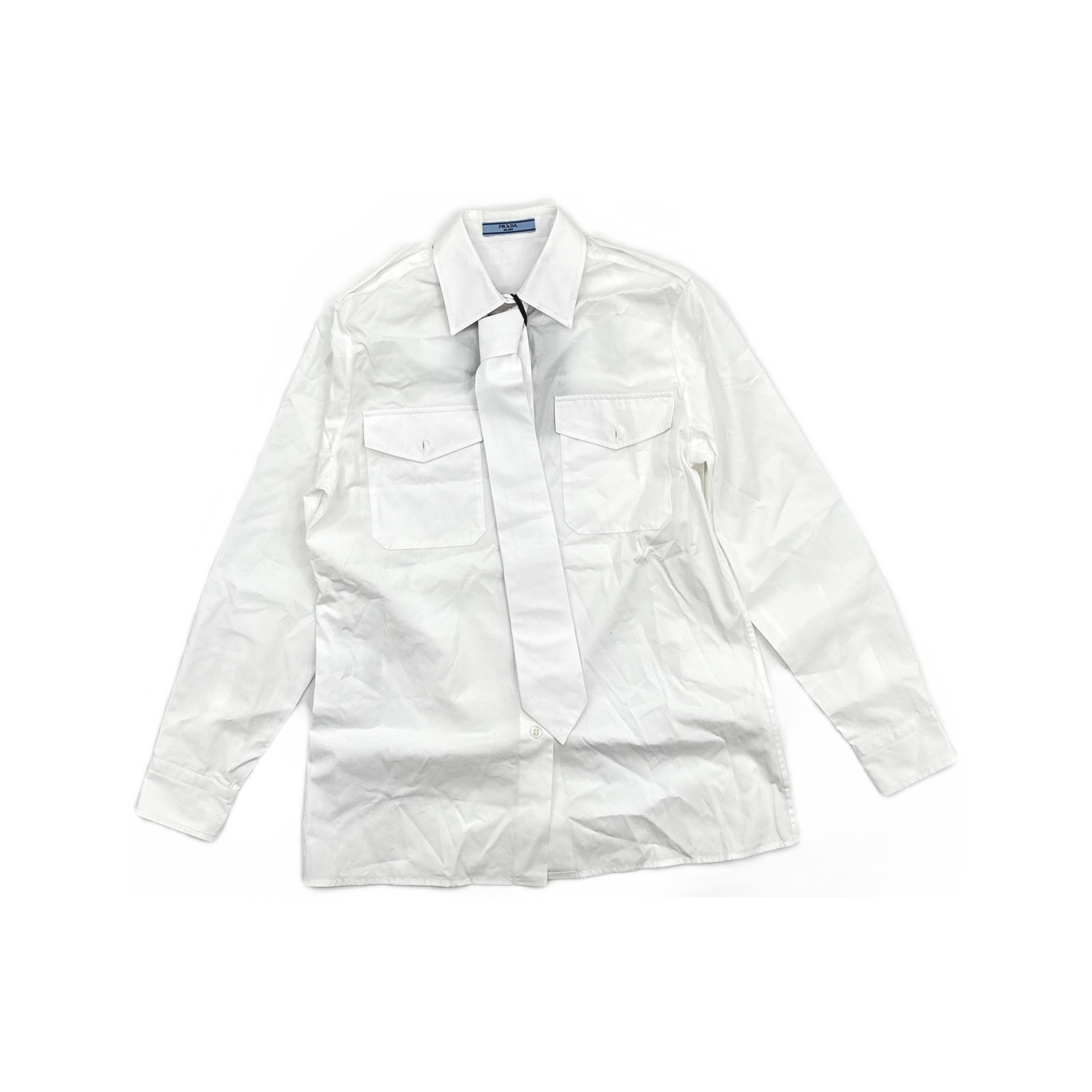 Prada Prada Tie Front Poplin Button Up Shirt Size 36 Size XS / US 0-2 / IT 36-38 - 1 Thumbnail