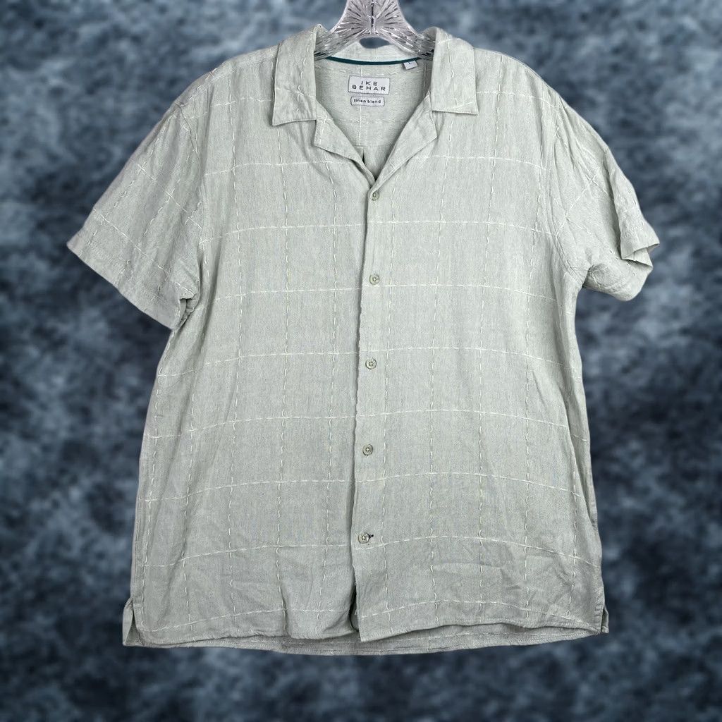 Ike Behar IKE BEHAR Linen Blend Shirt Men L Green Embroidered Button Up Casual Beach Shirt Size US L / EU 52-54 / 3 - 1 Thumbnail