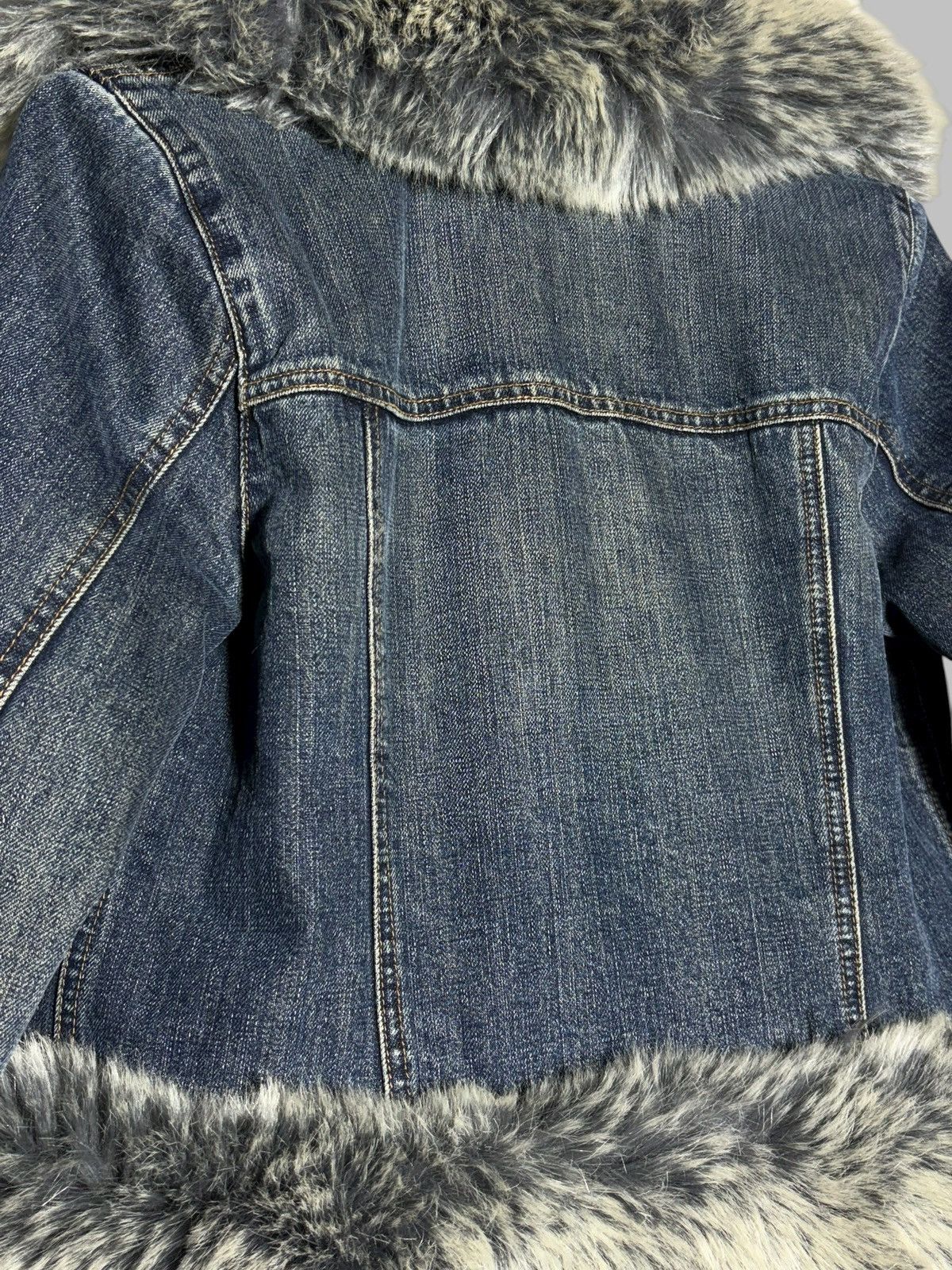 Gap 🔥 Y2K FAUX FUR GAP DENIM JACKET VINTAGE COAT Size S / US 4 / IT 40 - 13 Thumbnail