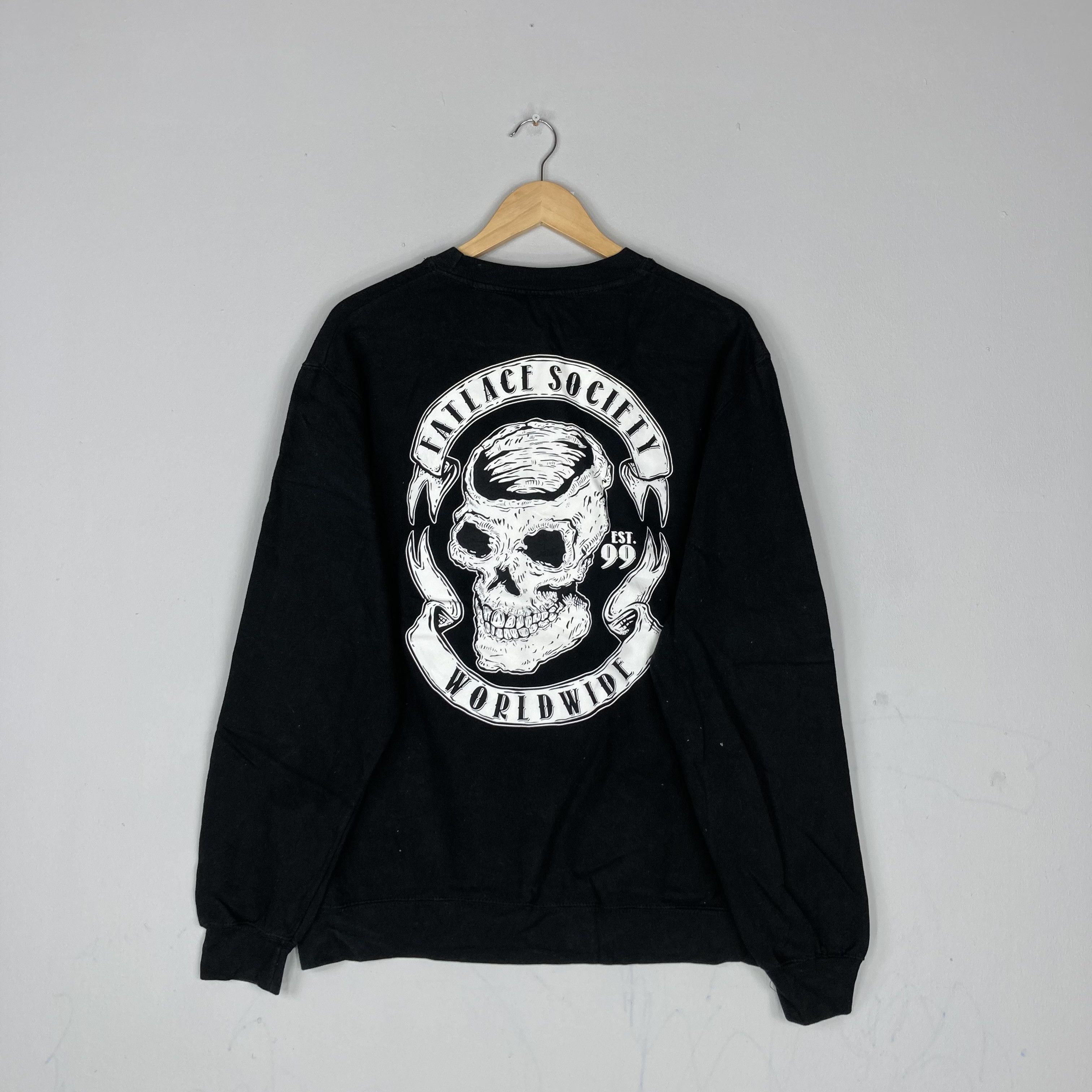 image of Vintage Fatlace Society Worlwide Crewneck Sweatshirt in Black, Men's (Size Large)