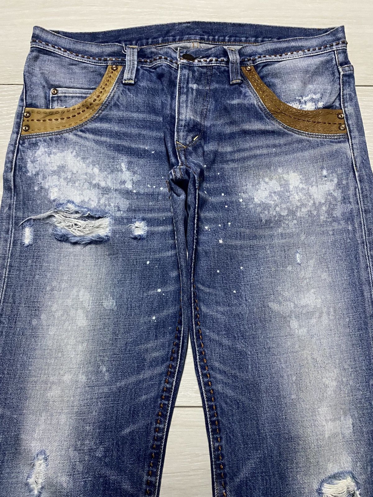Japanese Brand Japanese Brand RnaSlang Bleach Splatter Slim Fit Jeans Size US 33 - 3 Thumbnail