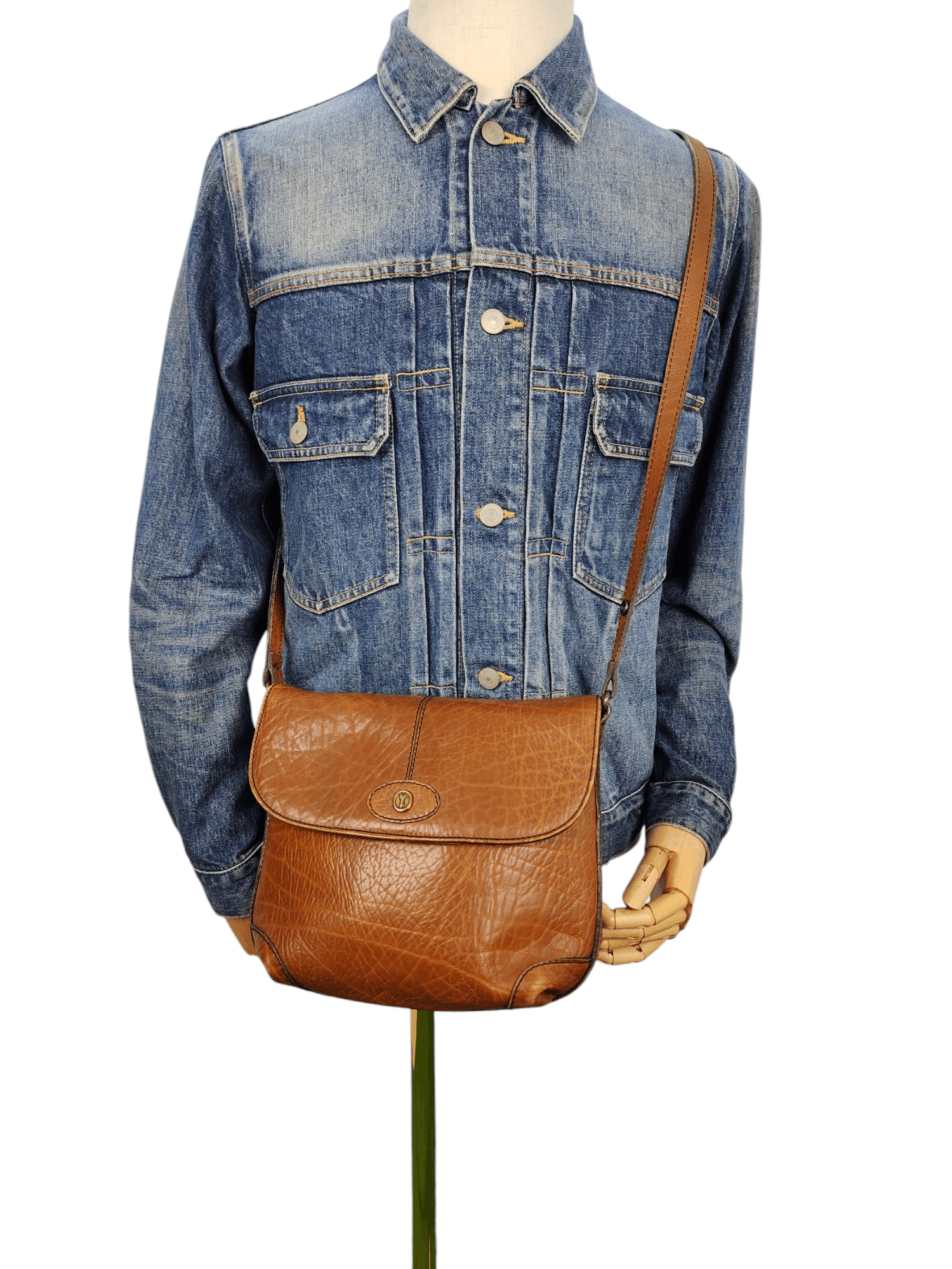 Vintage 70s Caracciola W.Germany Patina Leather Sling Bag