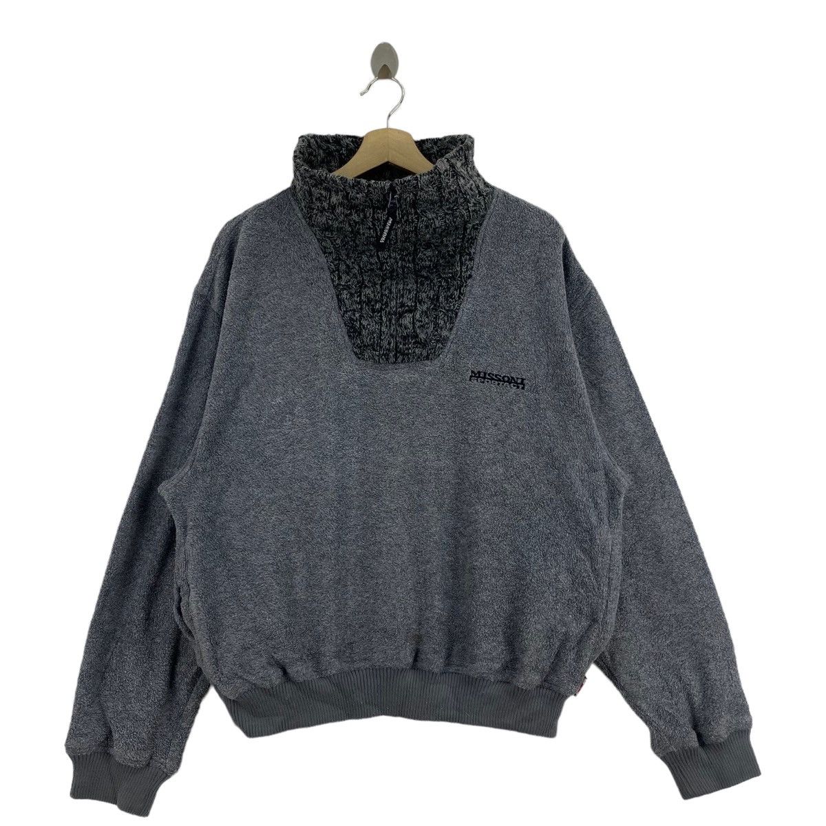 Missoni MISSONI ITALY Outdoor Retro Sherpa Grey Fleece Light Jacket Size US L / EU 52-54 / 3 - 1 Thumbnail