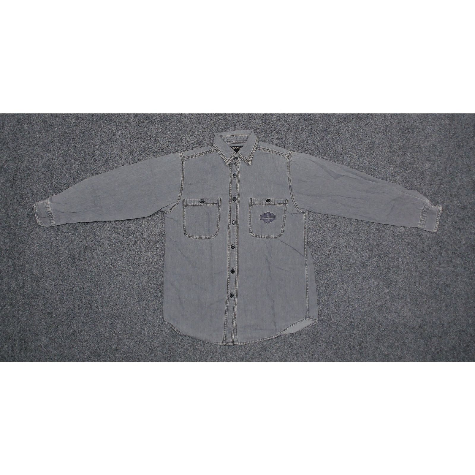 Harley Davidson Harley Davidson VTG Y2K Embroidered Gray Oversized Button Up Size M / US 6-8 / IT 42-44 - 5 Thumbnail