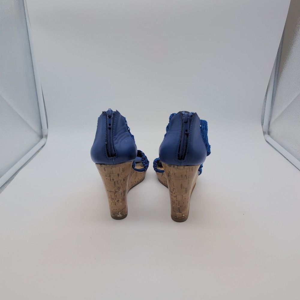 Other Impo Royal Blue Crochet Wedge Sandals Sz 10.5 Size US 10.5 / IT 40.5 - 5 Thumbnail