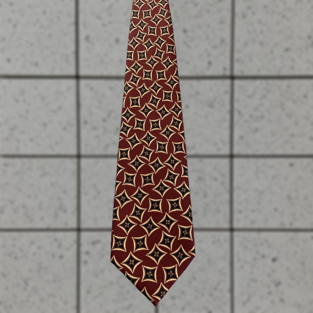 Vintage VINTAGE Ferrel Reed Tie 59" Silk STAR Red Gold Wide Neck 4x59" USA NWT Flaw Mens Size ONE SIZE - 1 Thumbnail
