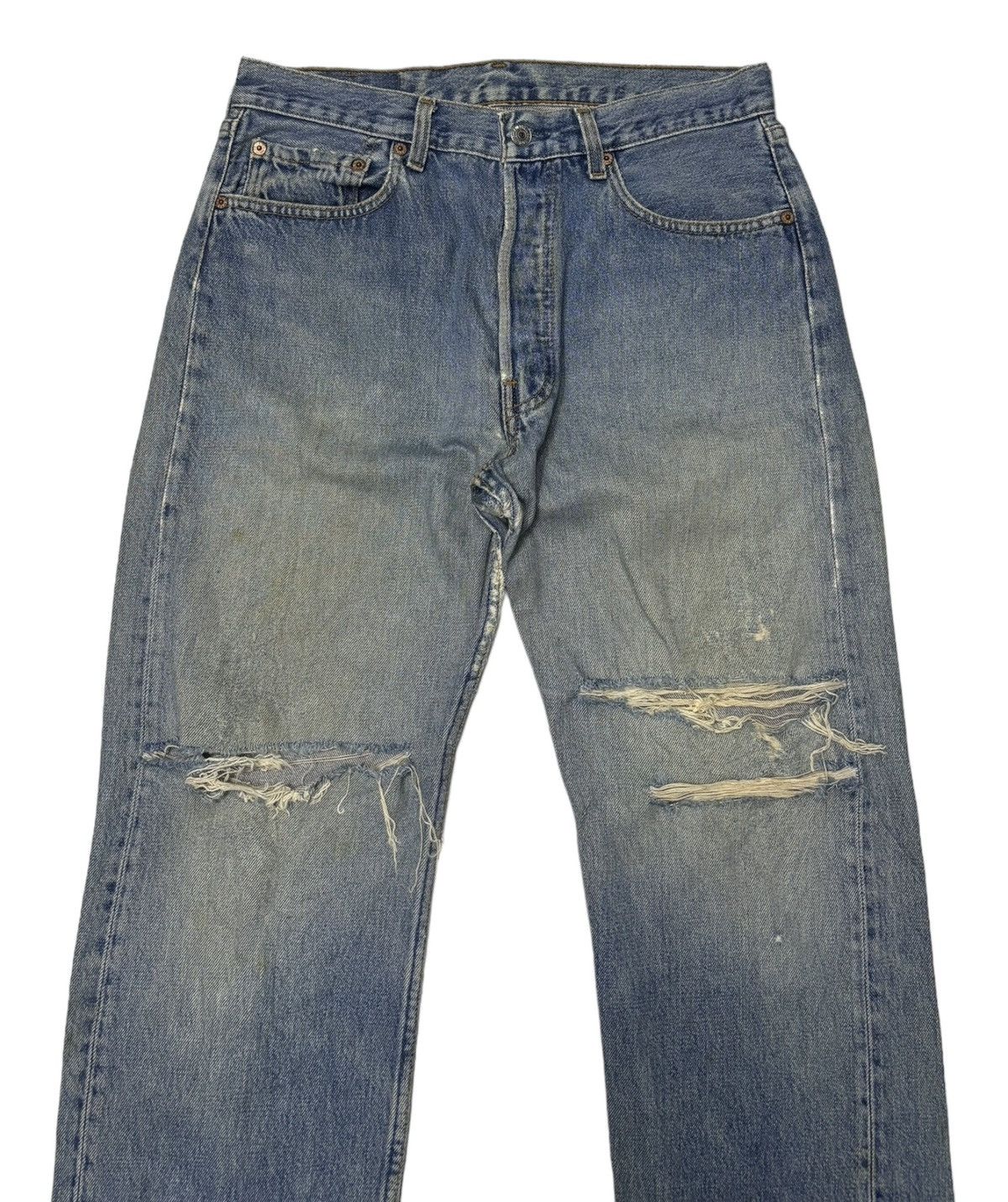 Levi's RARE🔥LEVIS 501 BUTTON 524 DISTRESSED DENIM JEANS Size US 31 - 7 Thumbnail