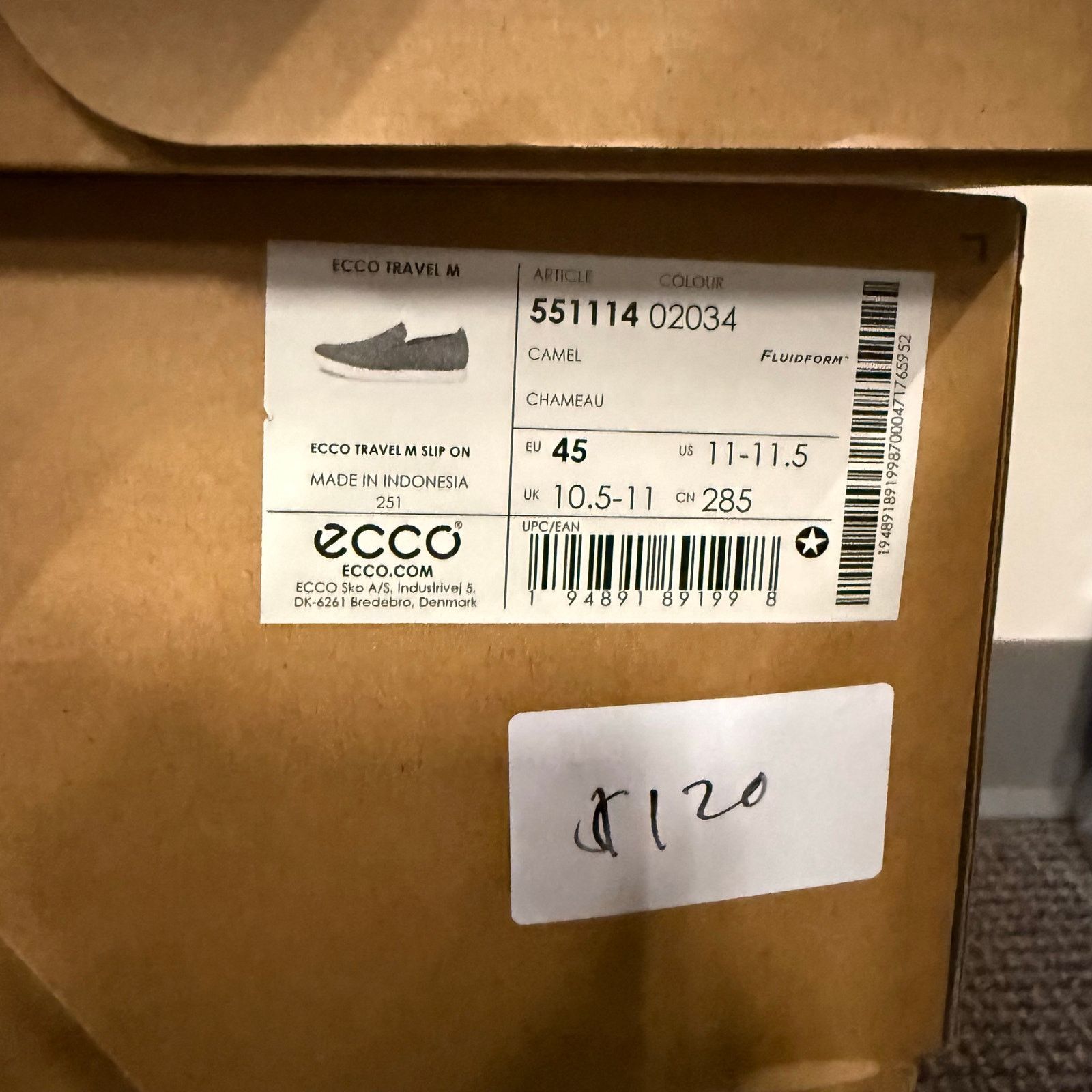 Ecco ECCO MEN'S 45 BROWN TRAVEL SLIP ON 55111402034 CAMEL SUEDE Size US 11 / EU 44 - 5 Thumbnail