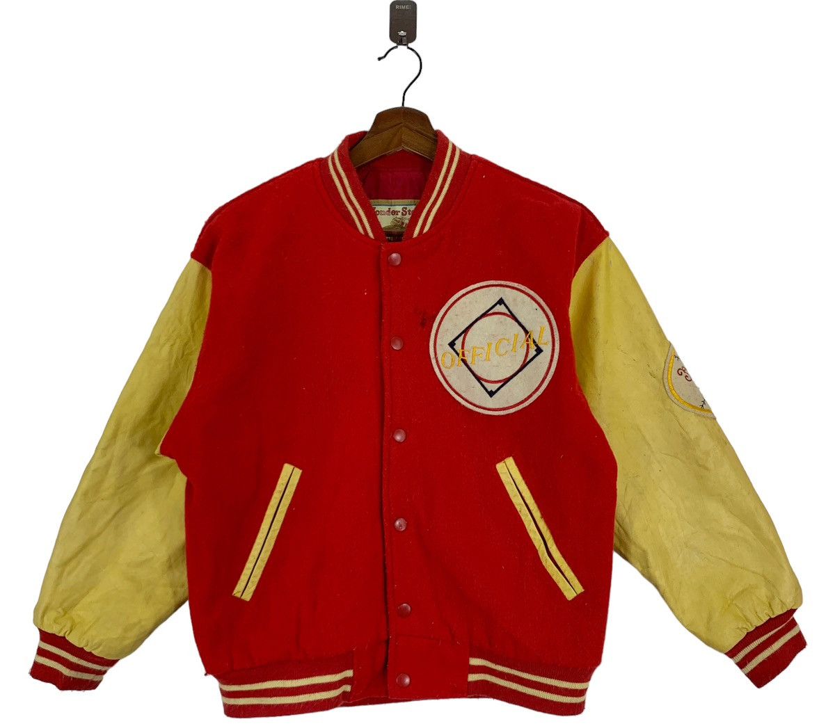 image of Vintage St Louis Varsity Leather Bomber Jacket in Red, Men's (Size Medium)