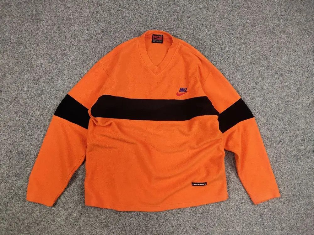 Nike Rare Vintage 80's Nike Logo Premier Orange Pullover Fleece Size US L / EU 52-54 / 3 - 4 Thumbnail