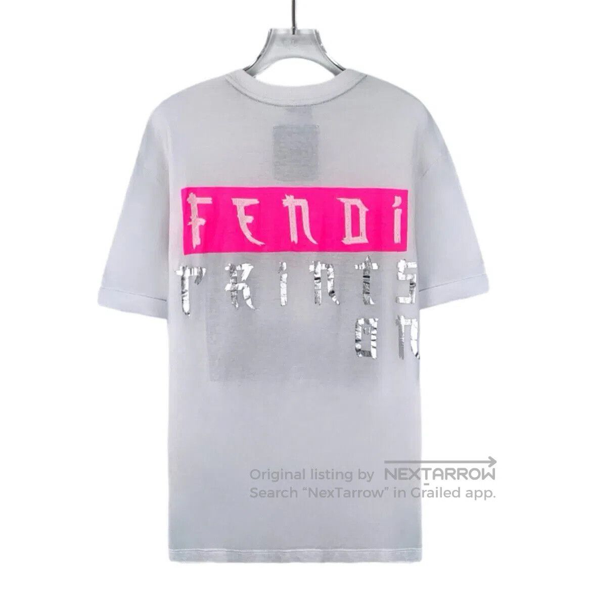 Fendi FENDI White Logo Lettering Printed Cotton Crewneck Short S Size US XXS / EU 40 - 2 Thumbnail