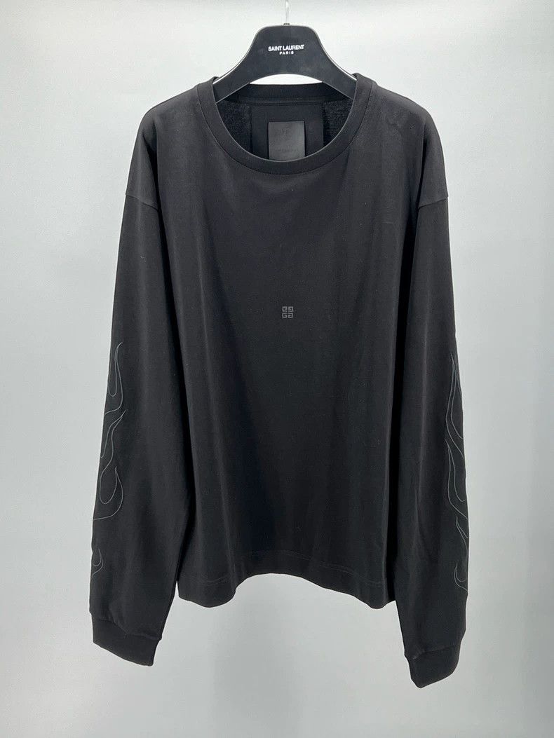 Givenchy Givenchy Men's black cotton round-neck long-sleeved T-shir Size US M / EU 48-50 / 2 - 1 Thumbnail
