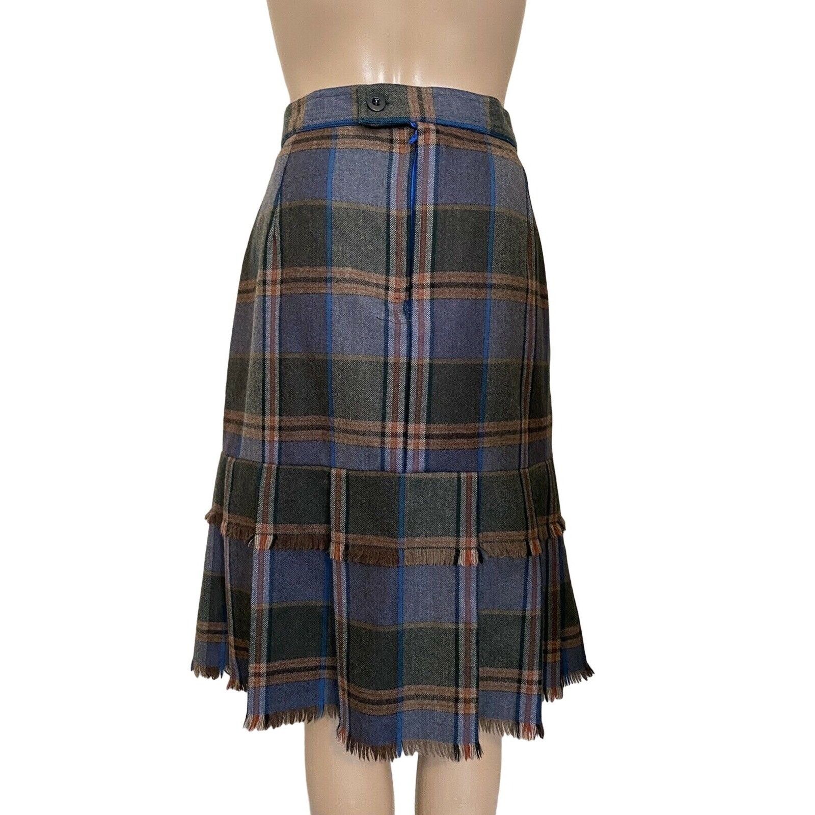 Escada VTG New 70’s Escada SRB 10 Wool Skirt Tartan Plaid Fringe Mi Size 32" / US 10 / IT 46 - 2 Thumbnail
