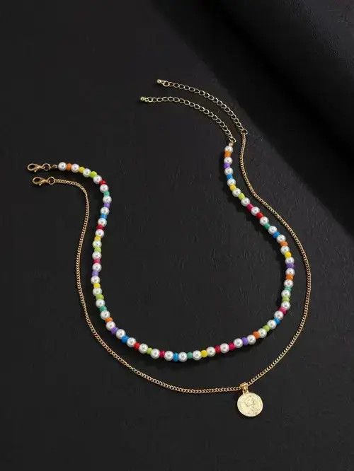 Other Retro Punk Necklace Pearl Choker Flower Charm 2pc Size ONE SIZE - 4 Thumbnail