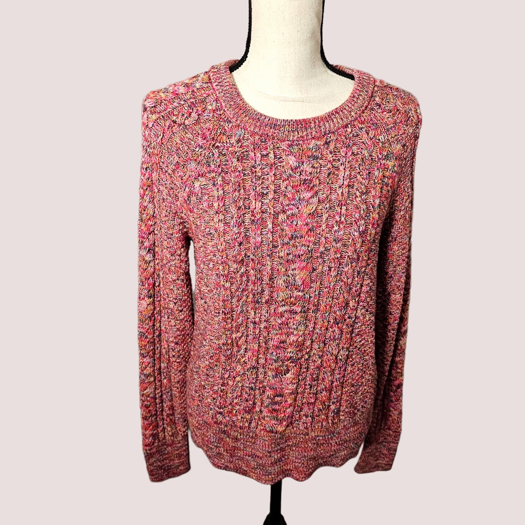 Gap Gap Pink Multicolor Cable Knit Cozy Long Sleeve Pullover Crew Neck Sweater M Womens Shirt Size M / US 6-8 / IT 42-44 - 1 Thumbnail
