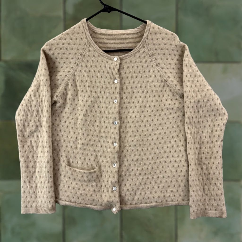 Vintage Gudrun Sjoden Sweater Cardigan Womens Medium Beige Button Up Long Sleeve Geometric Knit Casual Fall Spring Winter All Seasons World Wide Size M / US 6-8 / IT 42-44 - 1 Thumbnail