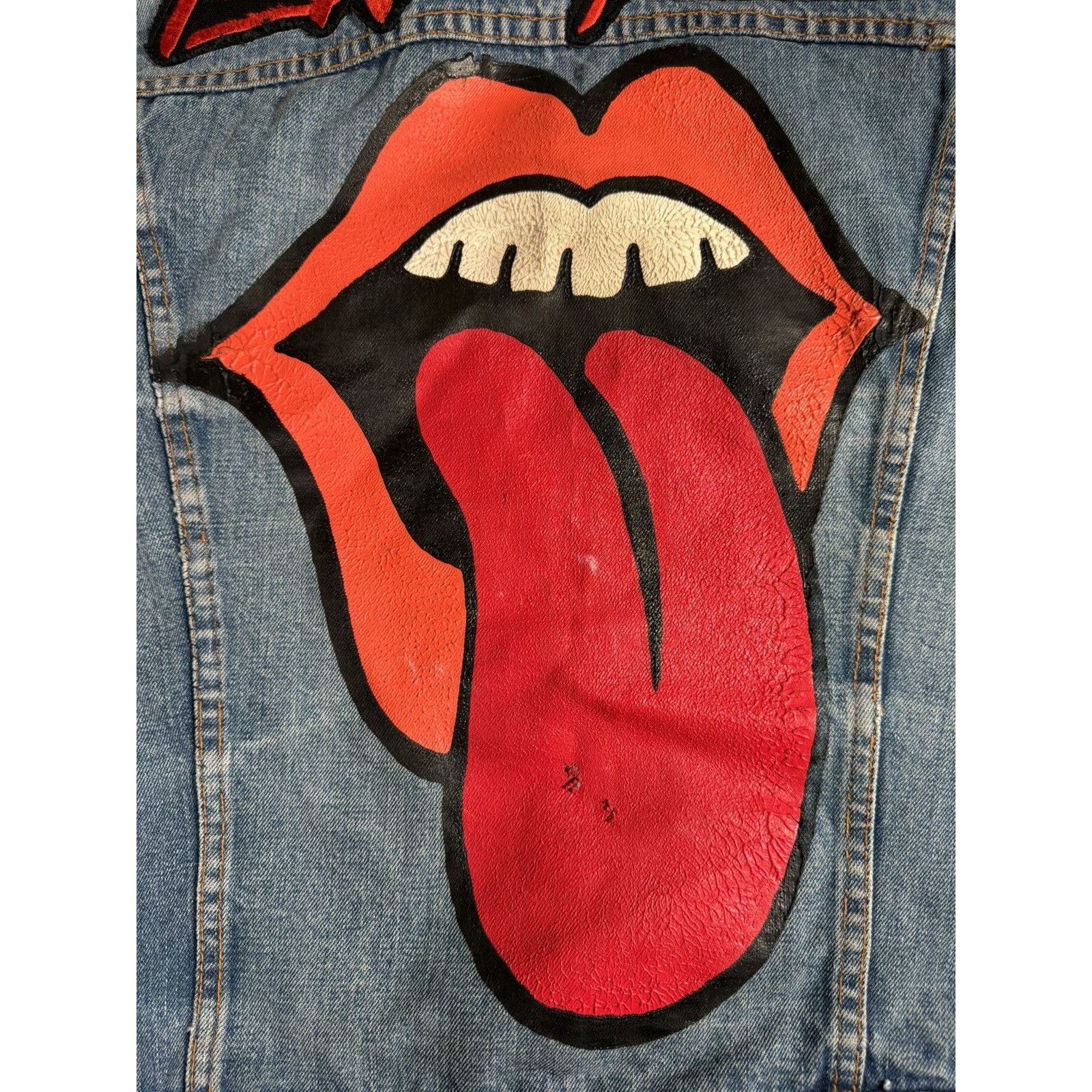 MadeWorn MadeWorn I Got Stoned Rolling Stones Denim Vest Jacket Rare Size US L / EU 52-54 / 3 - 13 Thumbnail