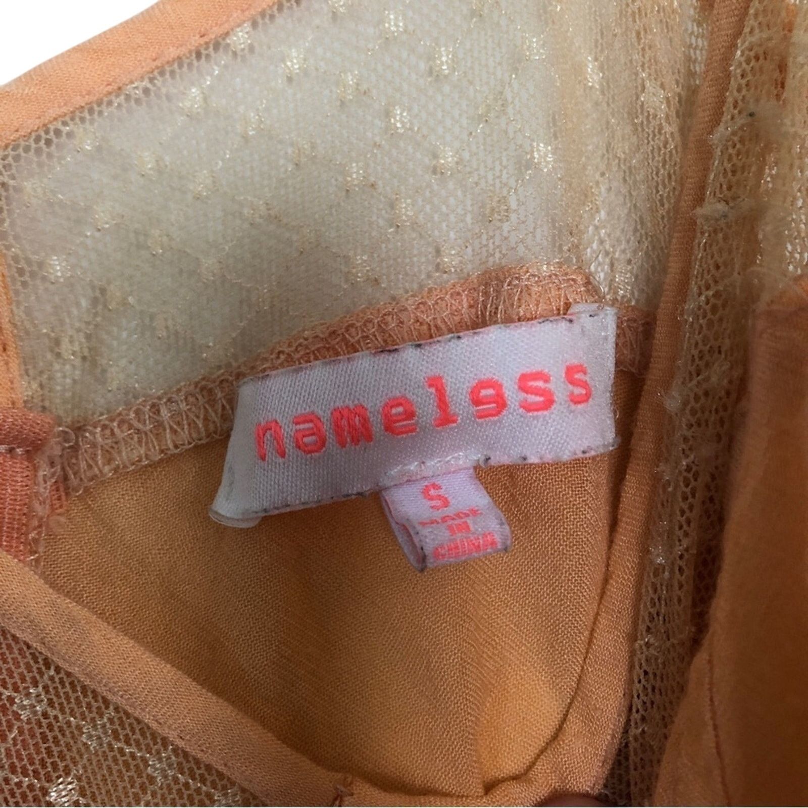 Other Vintage Nameless Peach Lightweight Delicate Lace Midi Dress Size S / US 4 / IT 40 - 6 Thumbnail