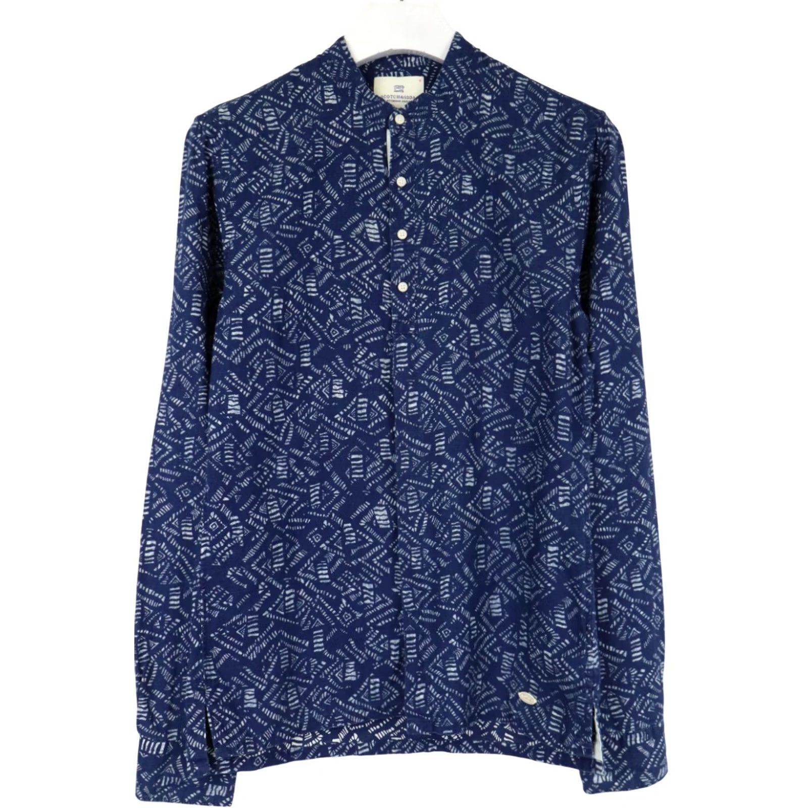 Scotch & Soda SCOTCH & SODA Shirt Men's MEDIUM Patterned Long Sleeve Button-Up Linen Blend blue shirt Size US M / EU 48-50 / 2 - 2 Thumbnail
