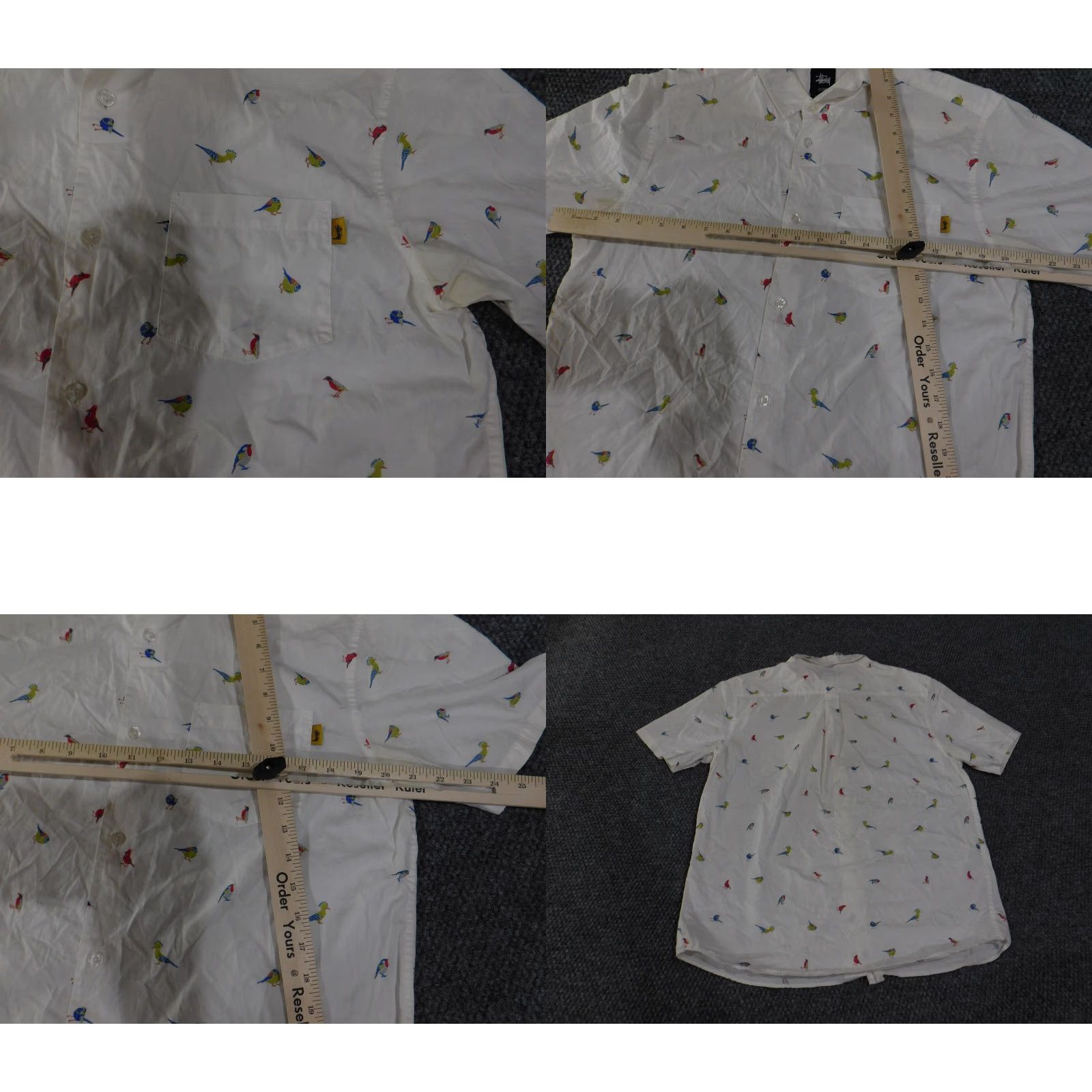 Vintage Stussy Shirt Mens Medium White Parrot Bird Print Button Up Short Sleeve Casual Size US M / EU 48-50 / 2 - 8 Thumbnail