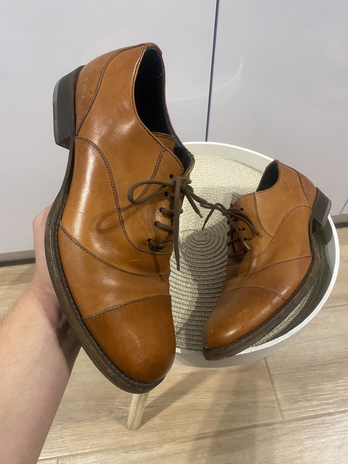 MoMA Moma Brown Leather Derby Shoes Size: 39.5 Size US 6.5 / EU 39-40 - 1 Thumbnail