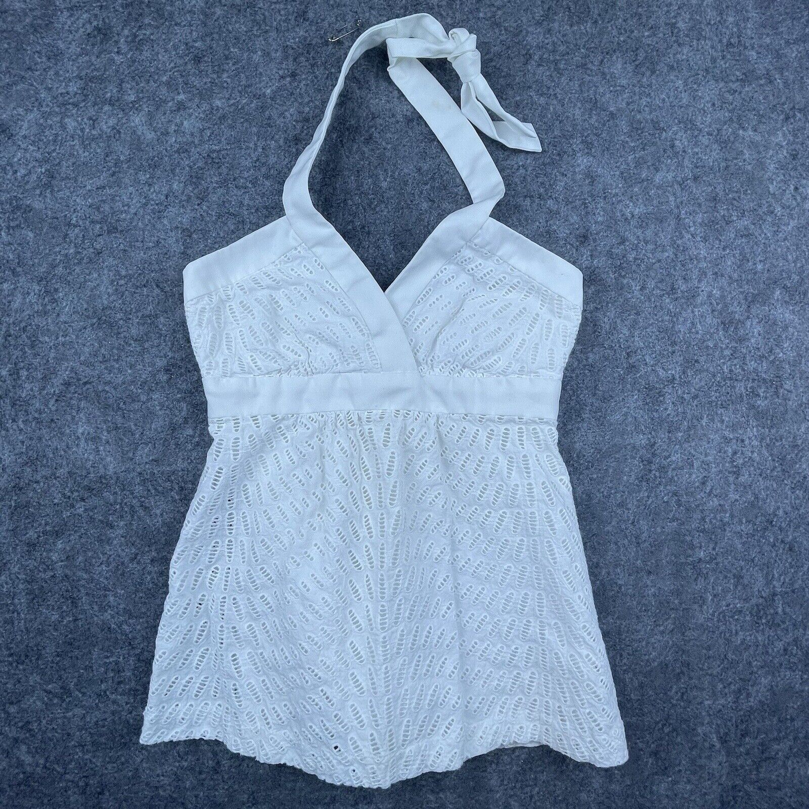 Trina Turk Trina Turk Halter Womens 0 White Eyelet Coquette Angelcore Size XS / US 0-2 / IT 36-38 - 1 Thumbnail