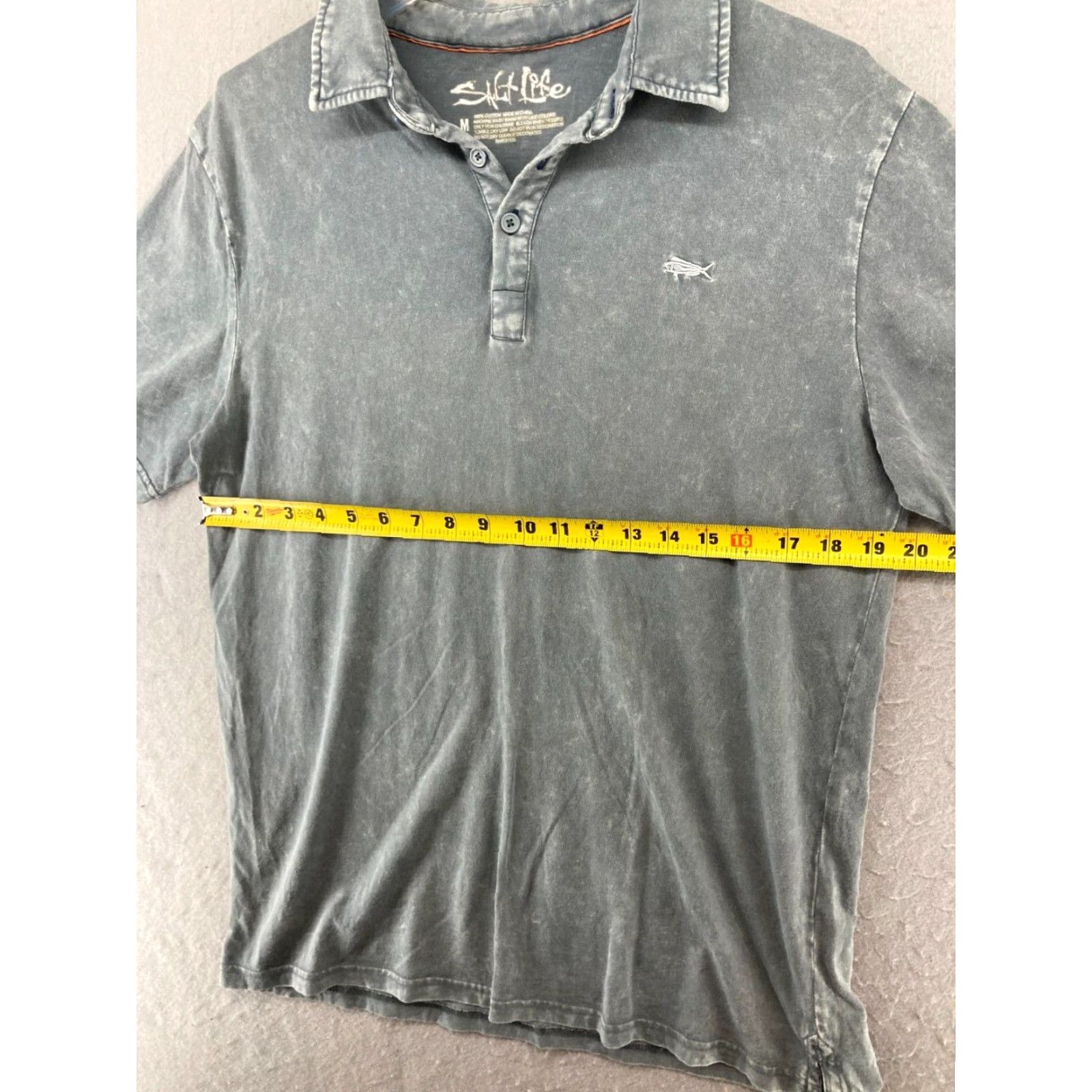 Vintage Salt Life Polo Shirt Mens Medium Gray 100% Cotton Solid Fish Modern Mens Size US M / EU 48-50 / 2 - 2 Thumbnail
