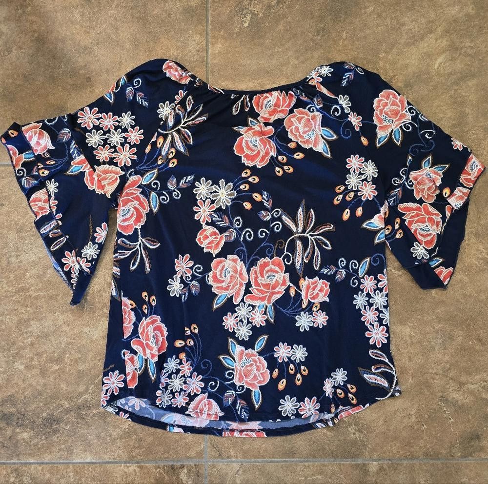 Designer Multicolored Floral SJS Dressy Short Sleeve Size L / US 10 / IT 46 - 2 Thumbnail