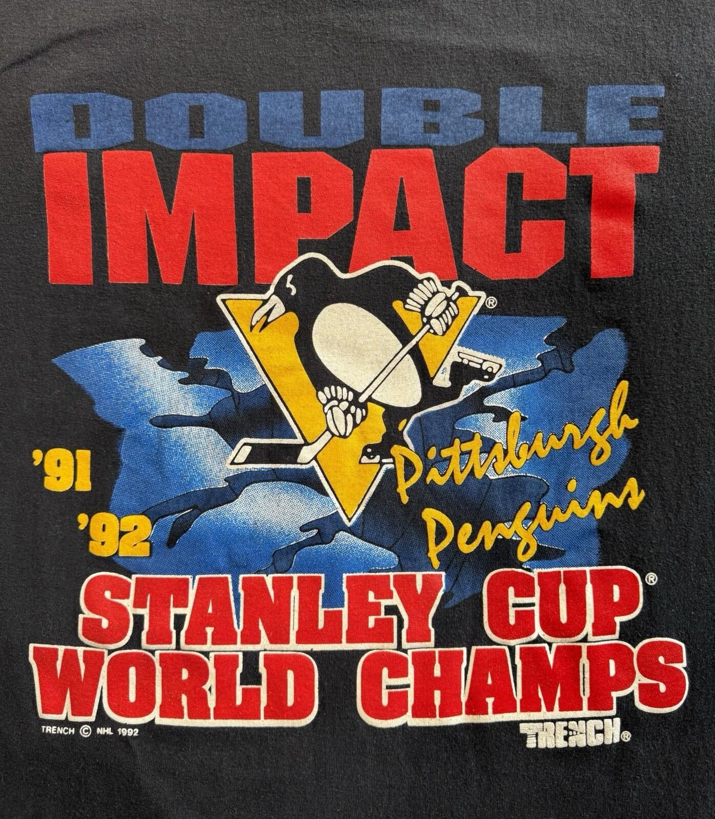 Vintage Vintage 90s 1992 Pittsburgh Penguins Single Stitch T-Shirt Size US XL / EU 56 / 4 - 2 Thumbnail