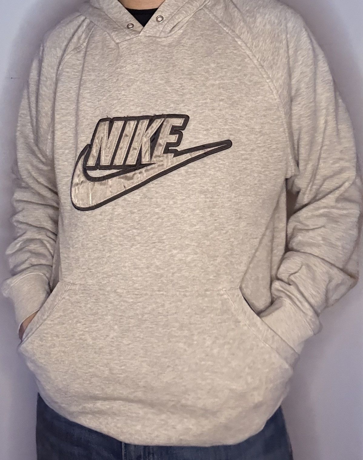 Nike Vintage Nike Gray Hoodie Sweatshirt Pullover Gray Tag Swoosh Size US XL / EU 56 / 4 - 1 Thumbnail