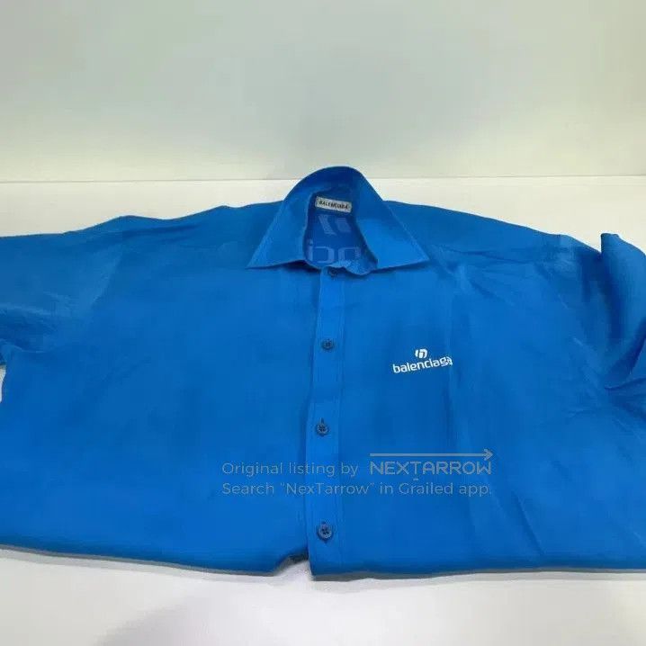 Balenciaga Balenciaga Blue Long Sleeve Shirt with Logo. Size US S / EU 44-46 / 1 - 4 Thumbnail