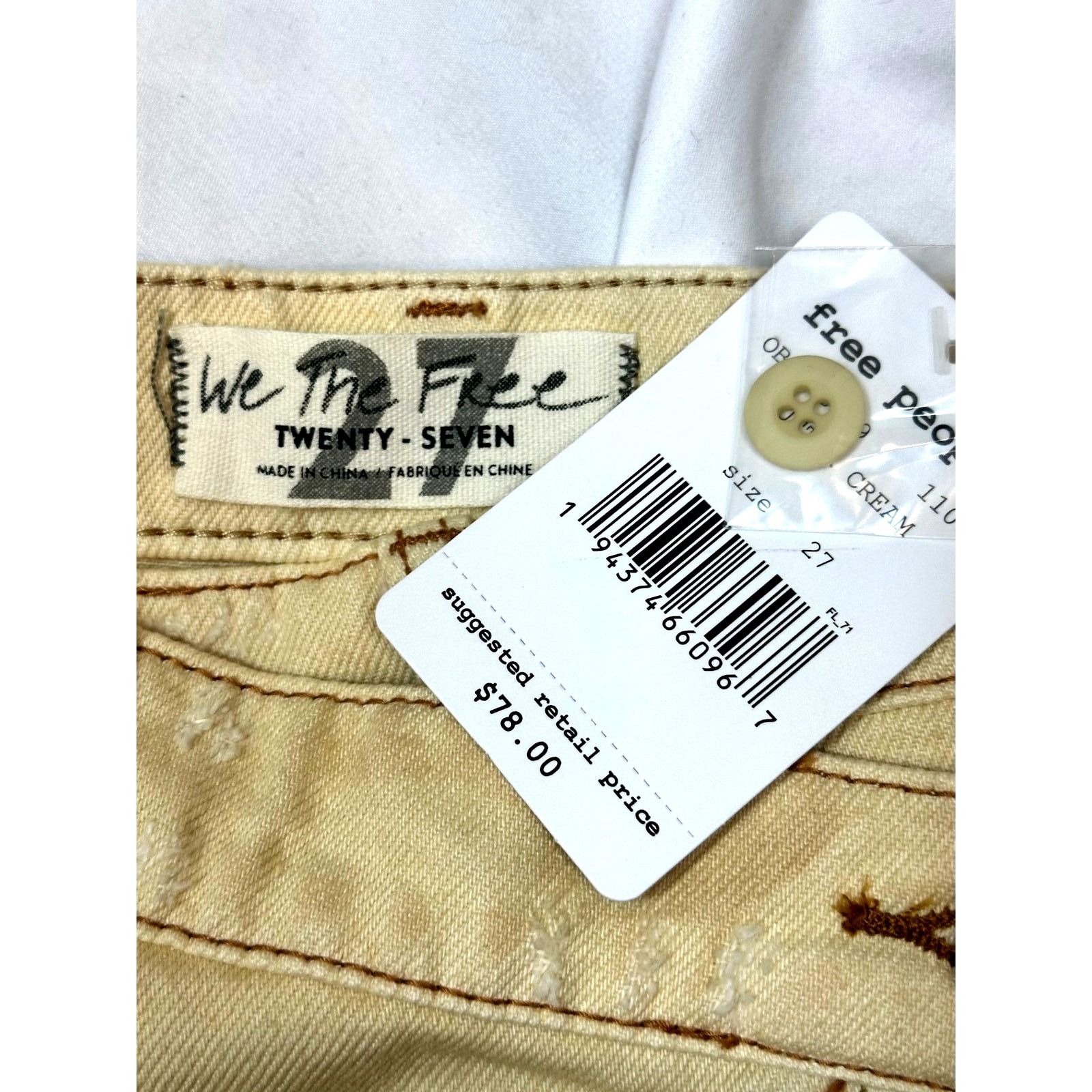 Free People Free People Parker Wrap Denim Mini Skirt Butter Cream 27 Size 27" / US 4 / IT 40 - 22 Thumbnail