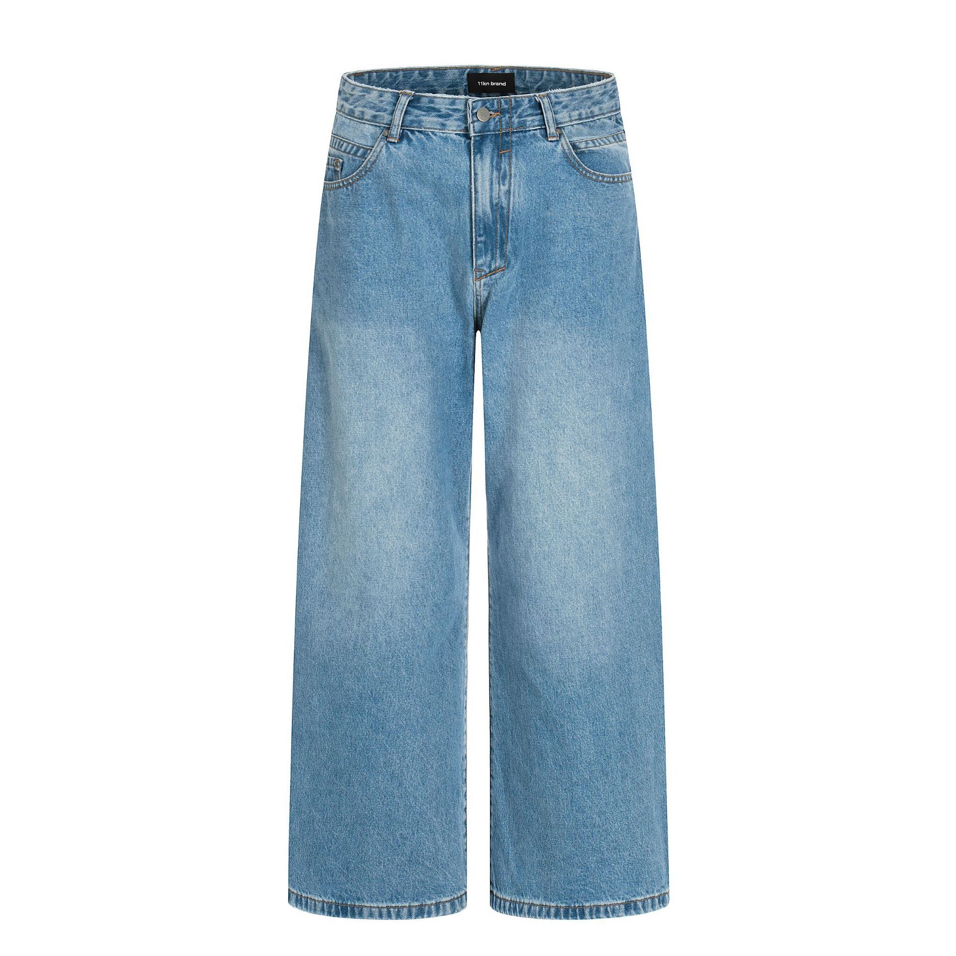 Jean Men's retro washed distressed loose straight casual jeans Size US 32 / EU 48 - 1 Thumbnail