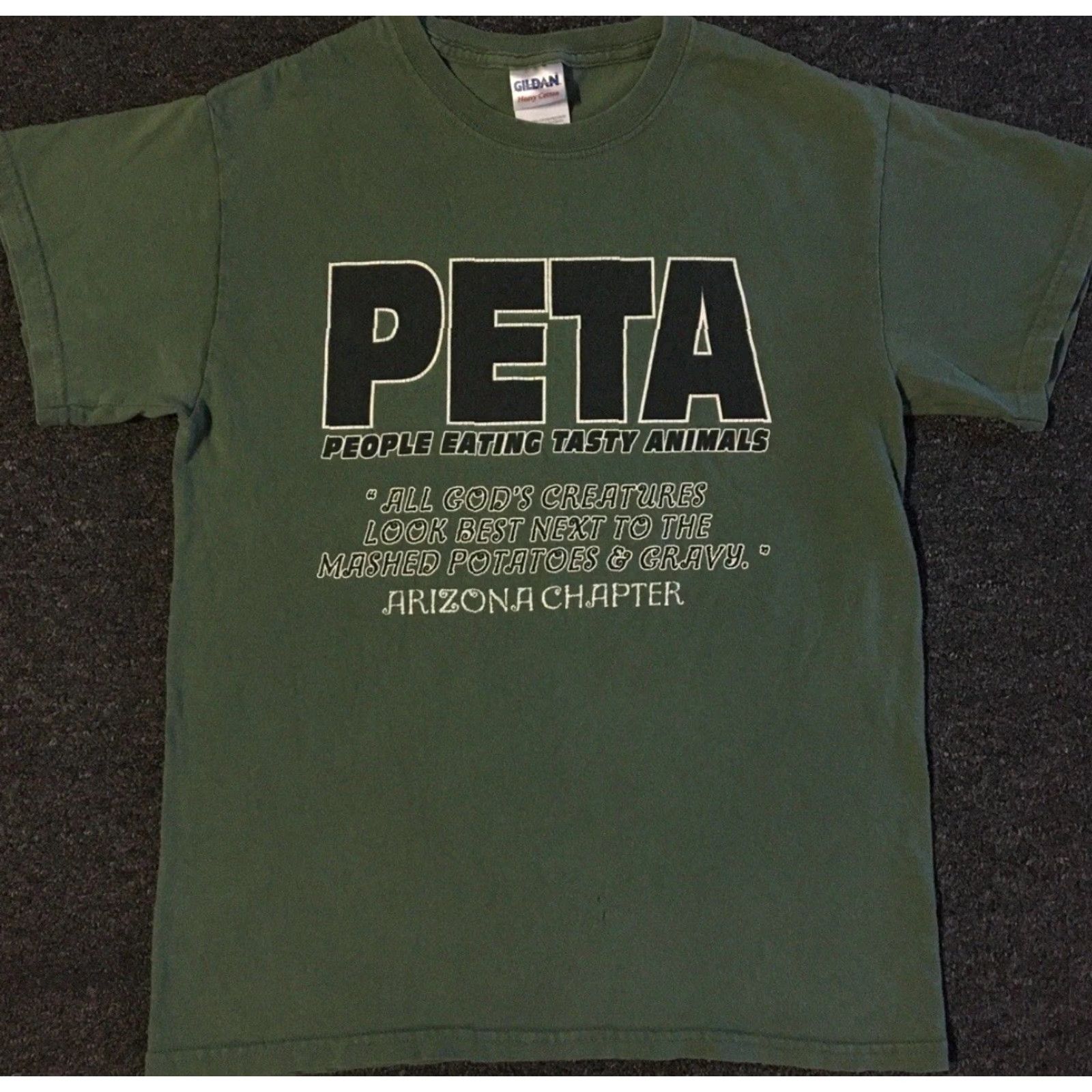 Vintage Vtg PETA People Eating Tasty Animals Faded Shirt S Funny Saying Joke Grunge Y2K Shirt Mens S Green Sarcasm T-Shirt Distressed Vintage Size US S / EU 44-46 / 1 - 2 Thumbnail