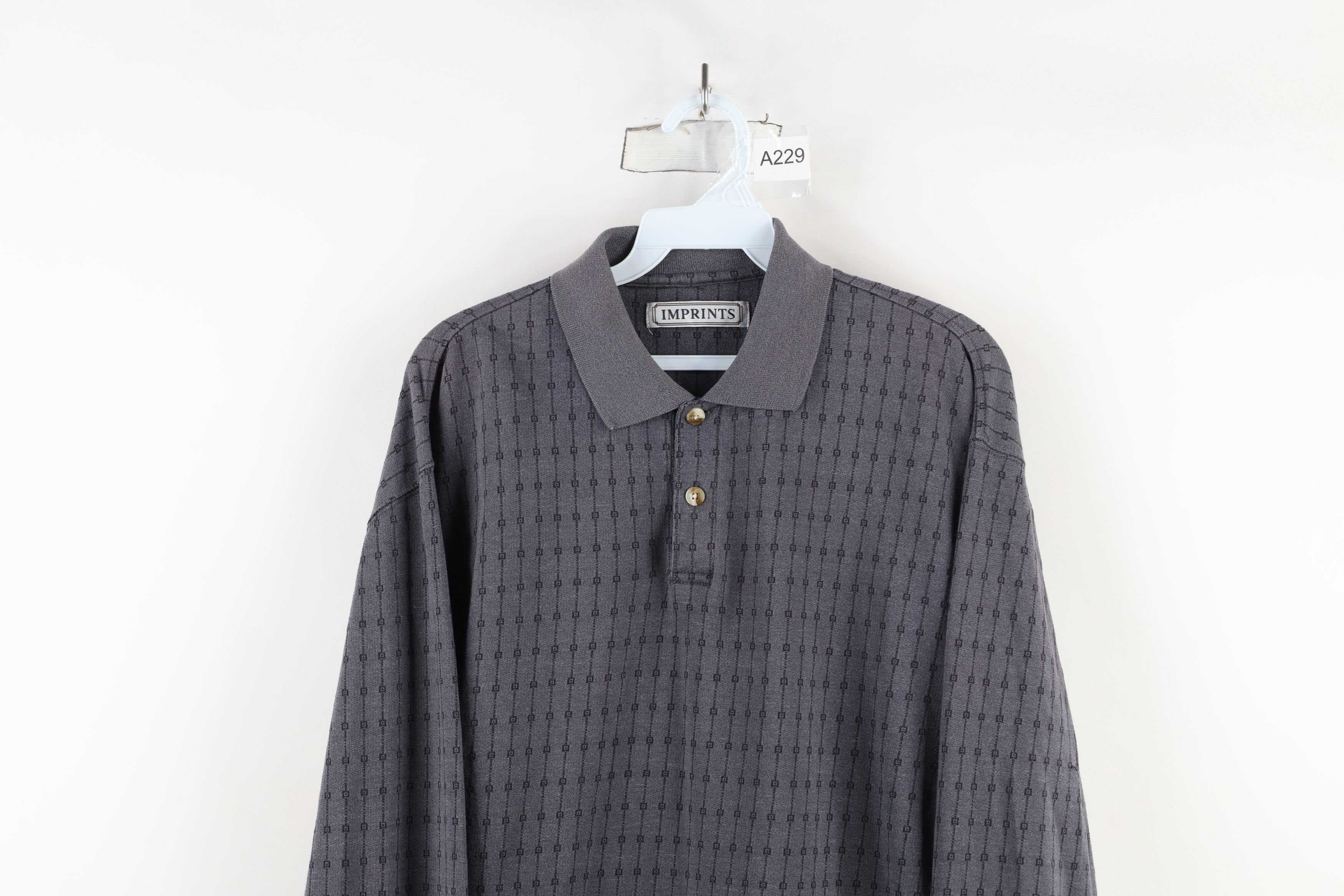 Vintage Vintage 90s Streetwear Geometric Knit Long Sleeve Rugby Polo Size US M / EU 48-50 / 2 - 2 Thumbnail