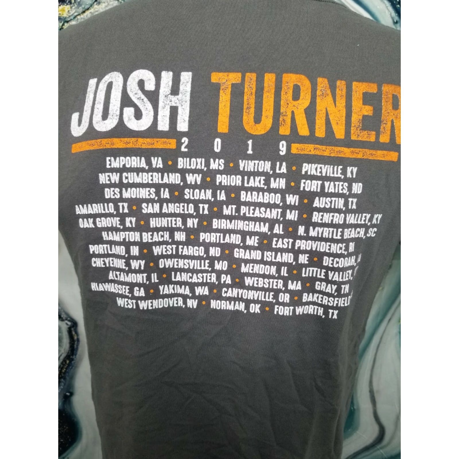 Vintage MENS M 2019 Josh Turner Tour T-Shirt Gray Double Sided Country Band Tee Cotton Crew Neck Short Sleeve Regular Size M Size US M / EU 48-50 / 2 - 4 Thumbnail