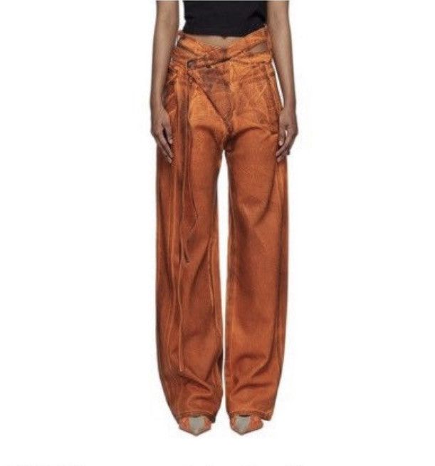 OTTOLINGER Orange & Black Painted Denim Pants