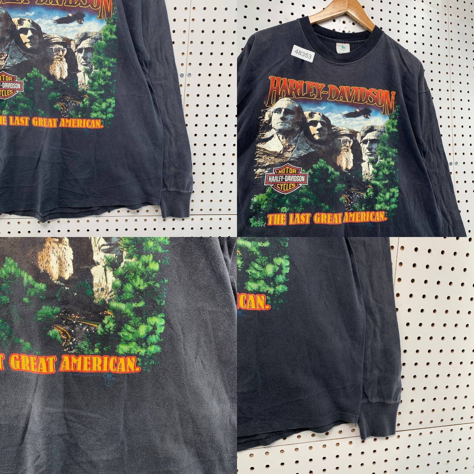 Harley Davidson VINTAGE Harley-Davidson Long Sleeve Shirt Mens 2XL Black Mount Rushmore Graphic Print Logo 100% Cotton Jersey Double-Sided Crew Neck Size US XXL / EU 58 / 5 - 8 Thumbnail