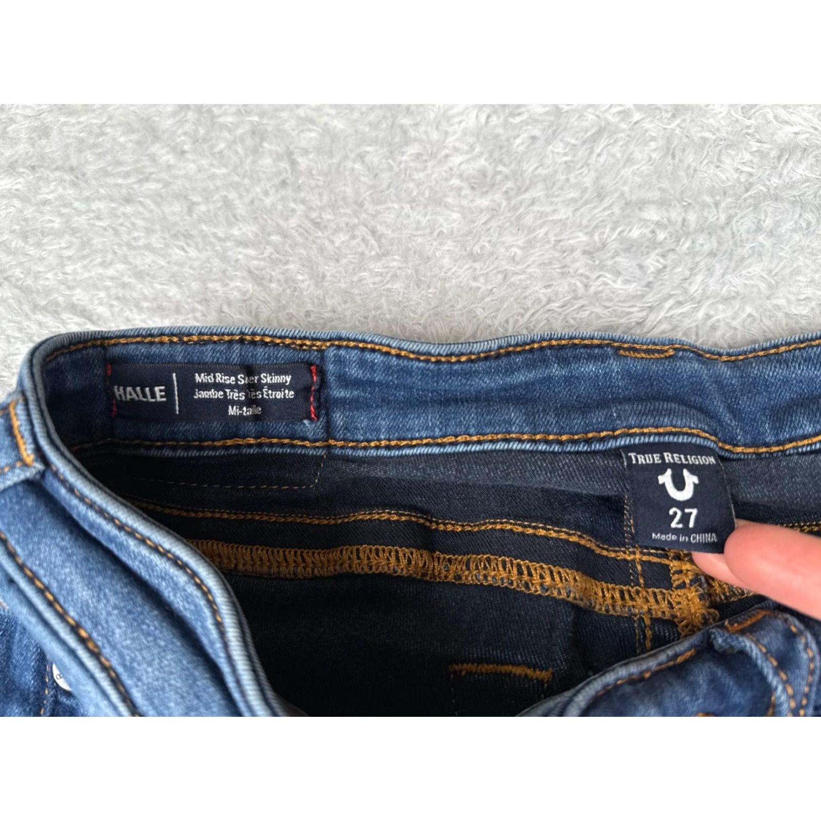 True Religion True Religion Jeans Women 27 Blue Denim Mid Rise Super Skinny Med Wash Low 26x28 Size 27" / US 4 / IT 40 - 6 Thumbnail