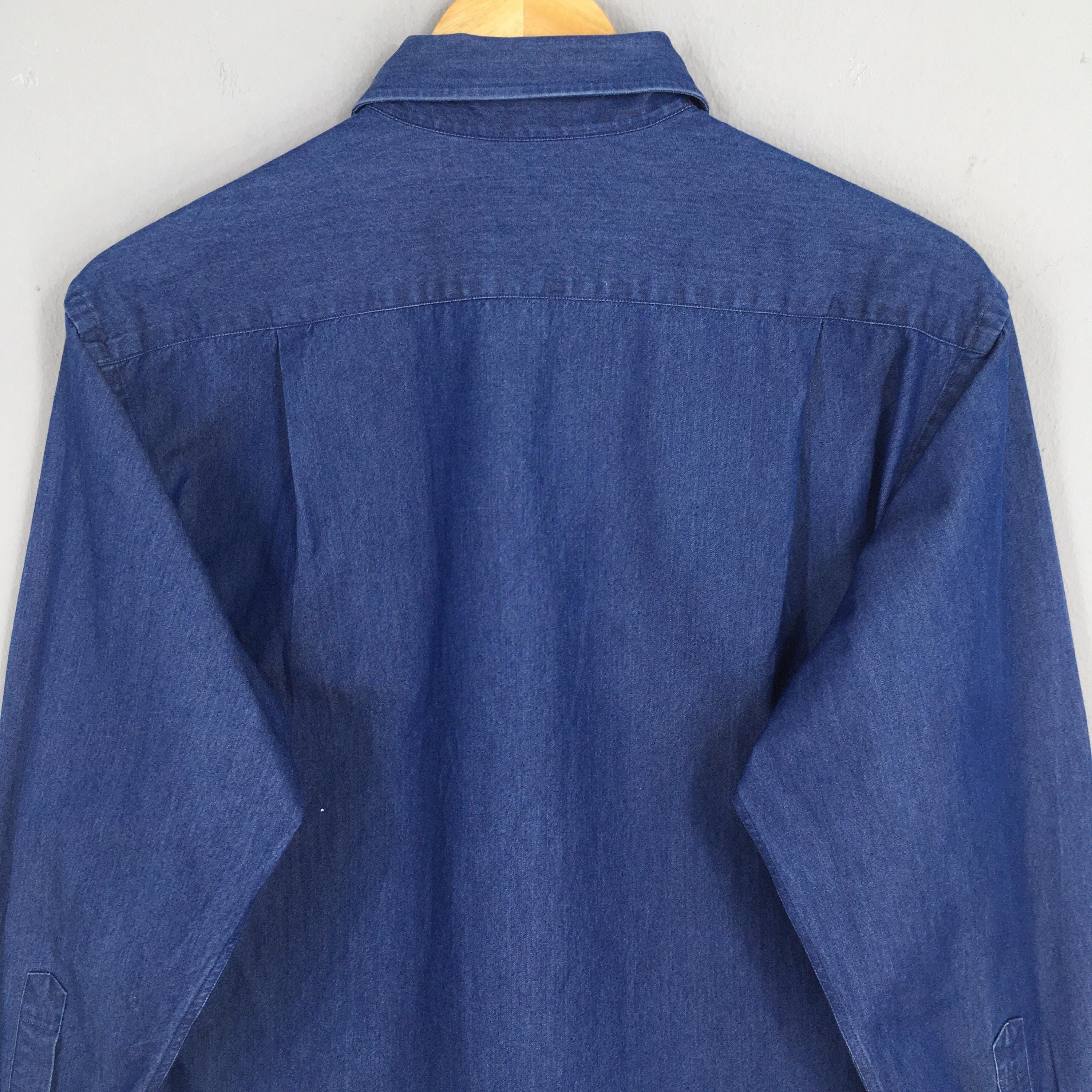 Aquascutum × Vintage Vintage 90's Aquascutum London Blue Shirt Medium Size US M / EU 48-50 / 2 - 9 Thumbnail