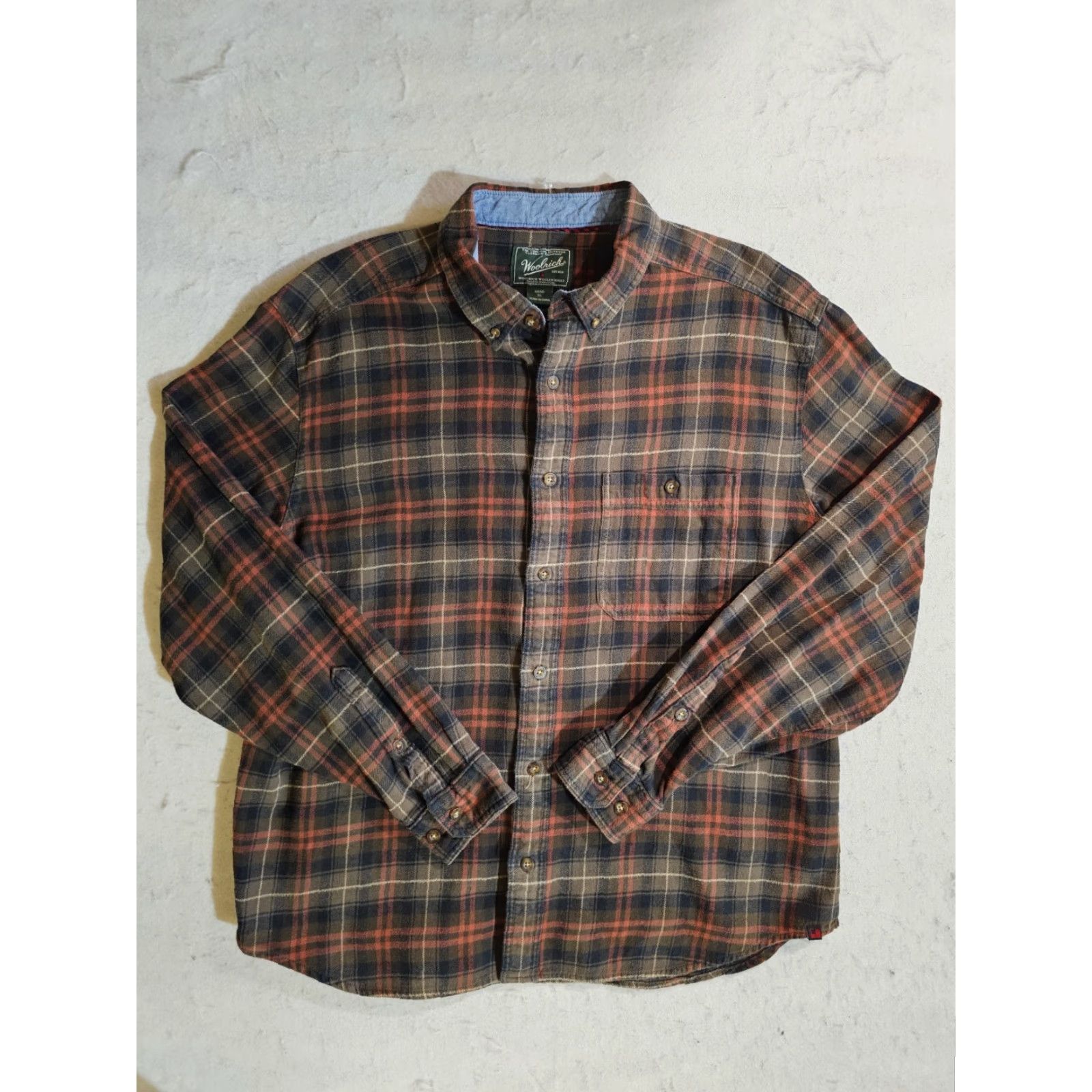 Vintage Woolrich Woolen Mills Button-Up Shirt Mens XL Check Flannel Brown Wool 80%/20% Button-Front Size US XL / EU 56 / 4 - 2 Thumbnail