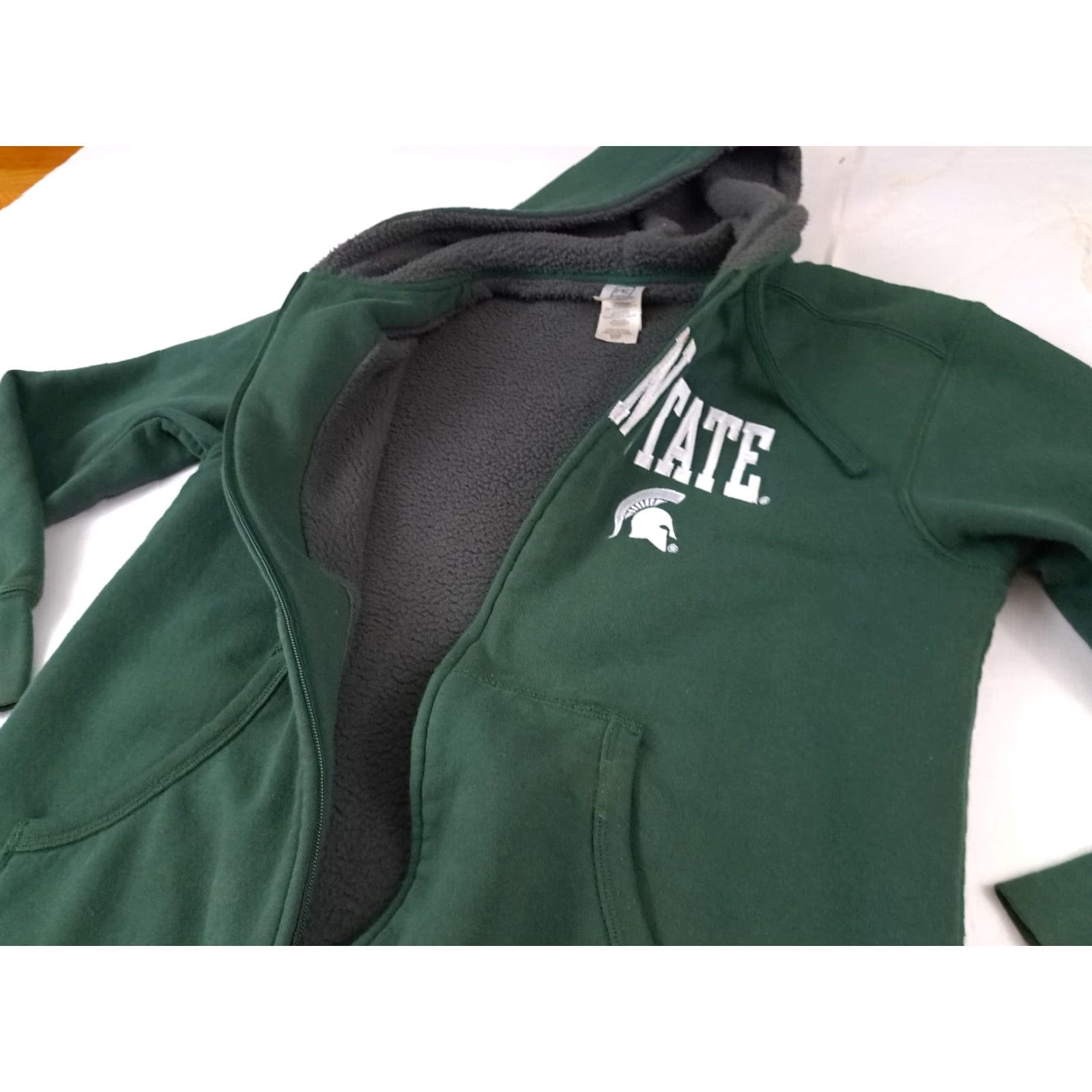 Vintage VINTAGE Michigan State Spartans Zip-Up Insulated Hooded Jacket M Pro Edge Green Basketball Hoodie Mens Womens Unisex Adults Jacket Size US M / EU 48-50 / 2 - 4 Thumbnail