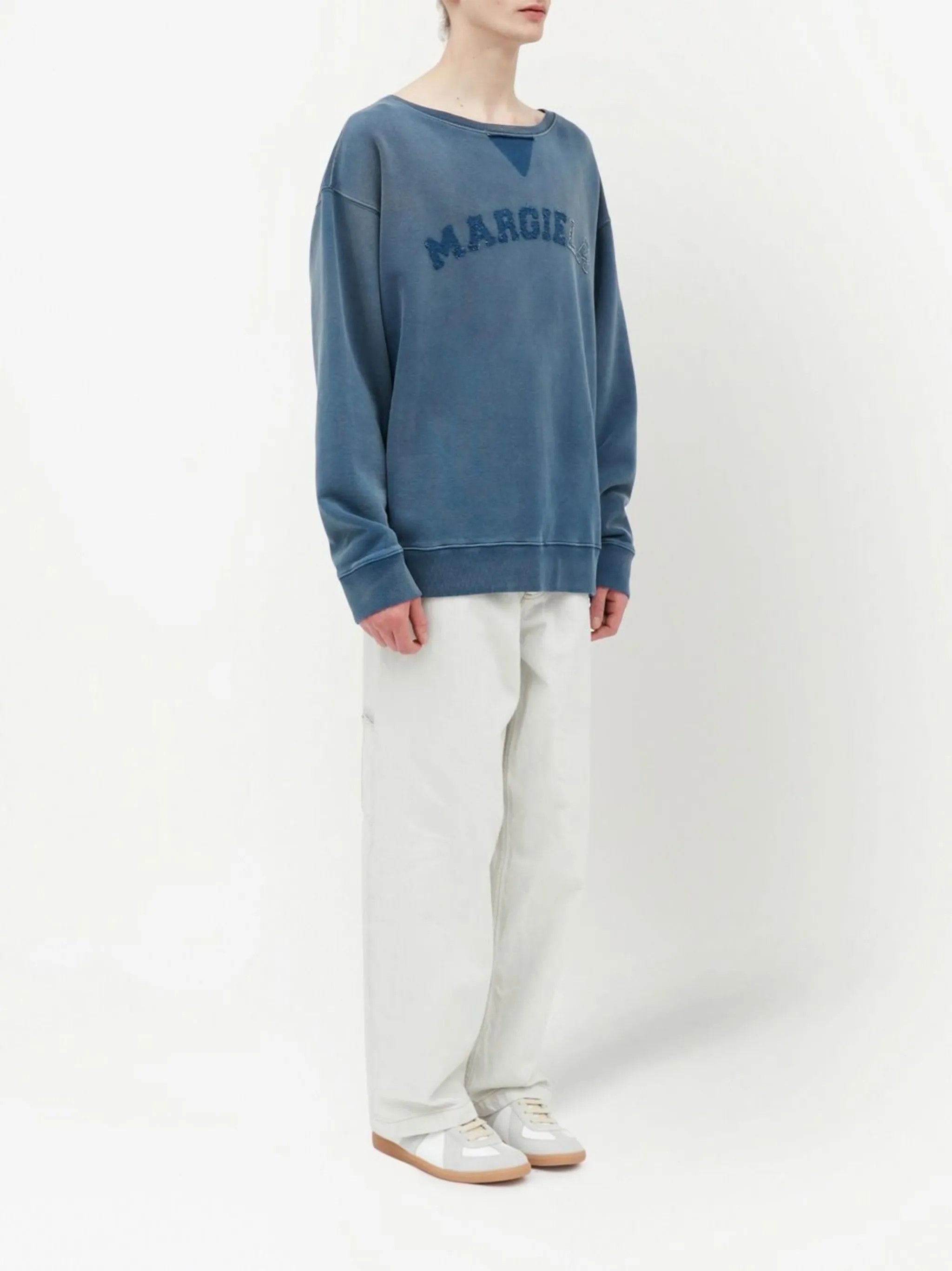 Maison Margiela oc11z0825 Logo-print Organic Cotton Sweatshirt in Blue Size M / US 6-8 / IT 42-44 - 3 Thumbnail