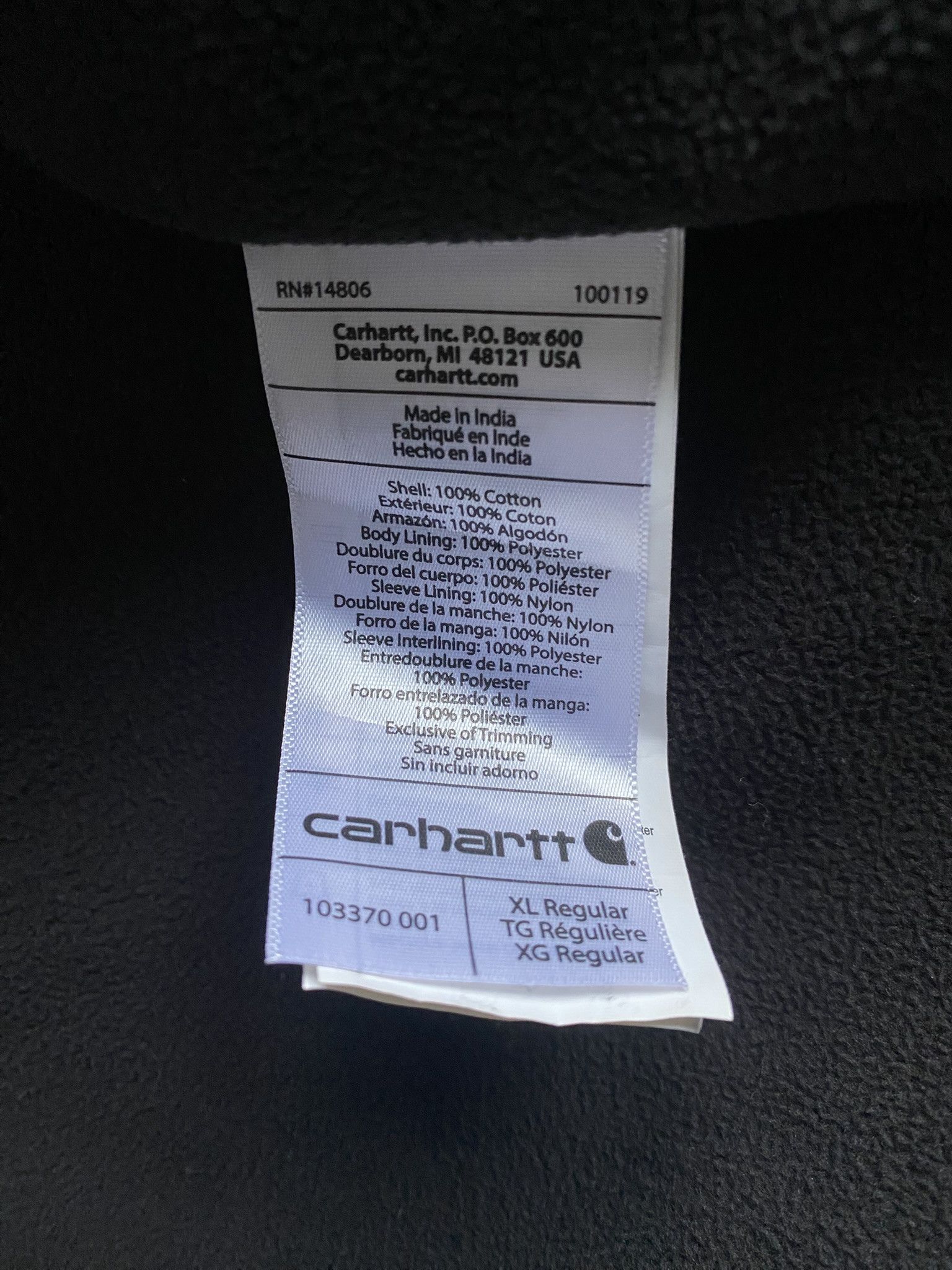 Carhartt Carhartt Duck Jacket Black XL (Model 103370) Size US XL / EU 56 / 4 - 4 Thumbnail