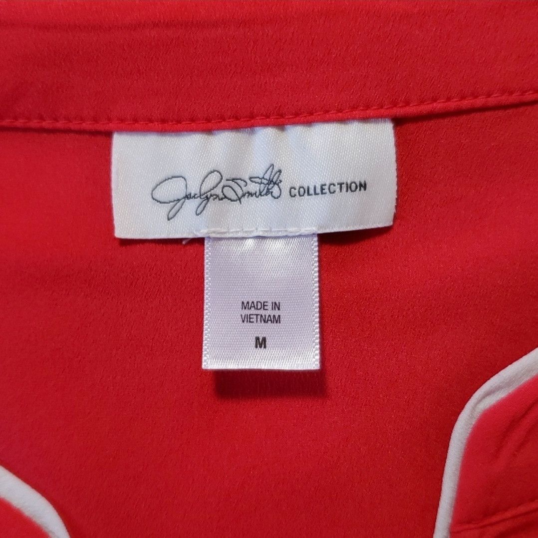 Other Jaclyn Smith Size M NEW Blouse Top Red Chiffon Rouched Long Size M / US 6-8 / IT 42-44 - 8 Thumbnail