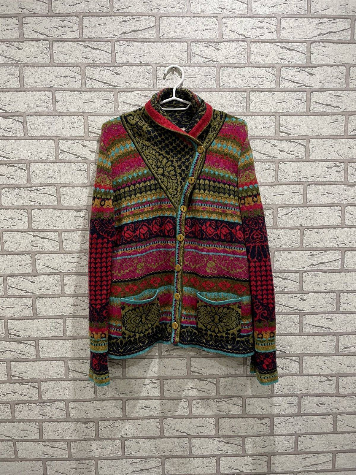 Vintage Ivko Woman Handwritten Vintage Wool Knit Sweater Cardigan Size M / US 6-8 / IT 42-44 - 8 Thumbnail