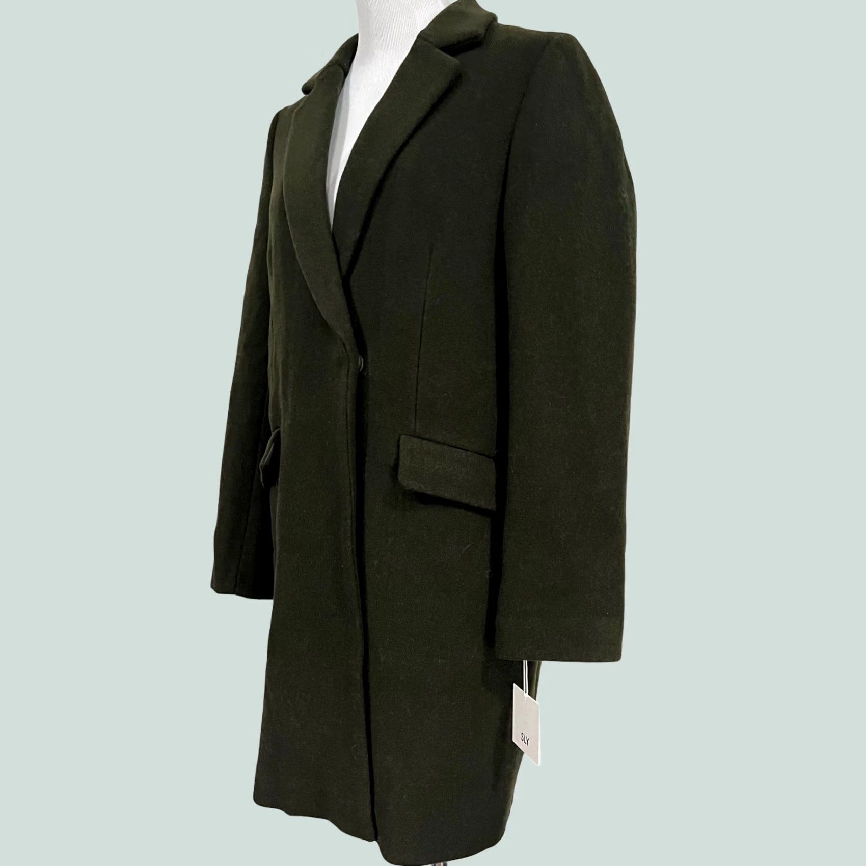 Vintage VINTAGE SLY Coat Womens Wool Olive Green Overcoat Pockets Snap Size 2 Size XS / US 0-2 / IT 36-38 - 1 Thumbnail