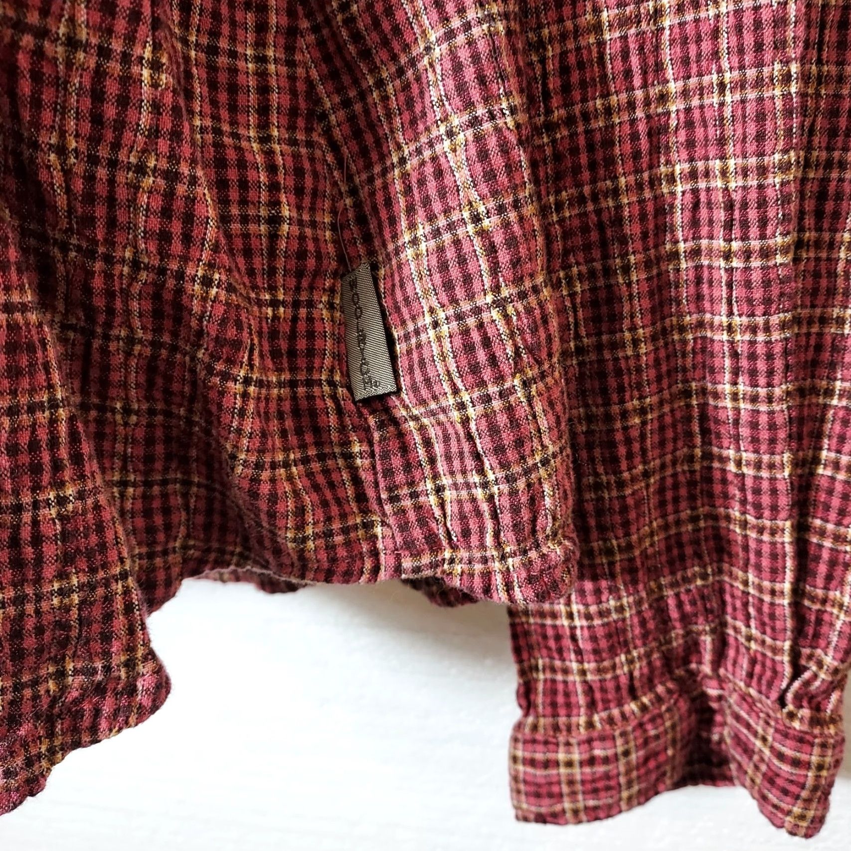 Vintage Woolrich Shirt Women's L Button-Up Plaid Flannel Long Sleeve Brown Mulberry Casual Workwear - Outdoor, Fall, Spring, Winter - Regular Fit Size L / US 10 / IT 46 - 5 Thumbnail