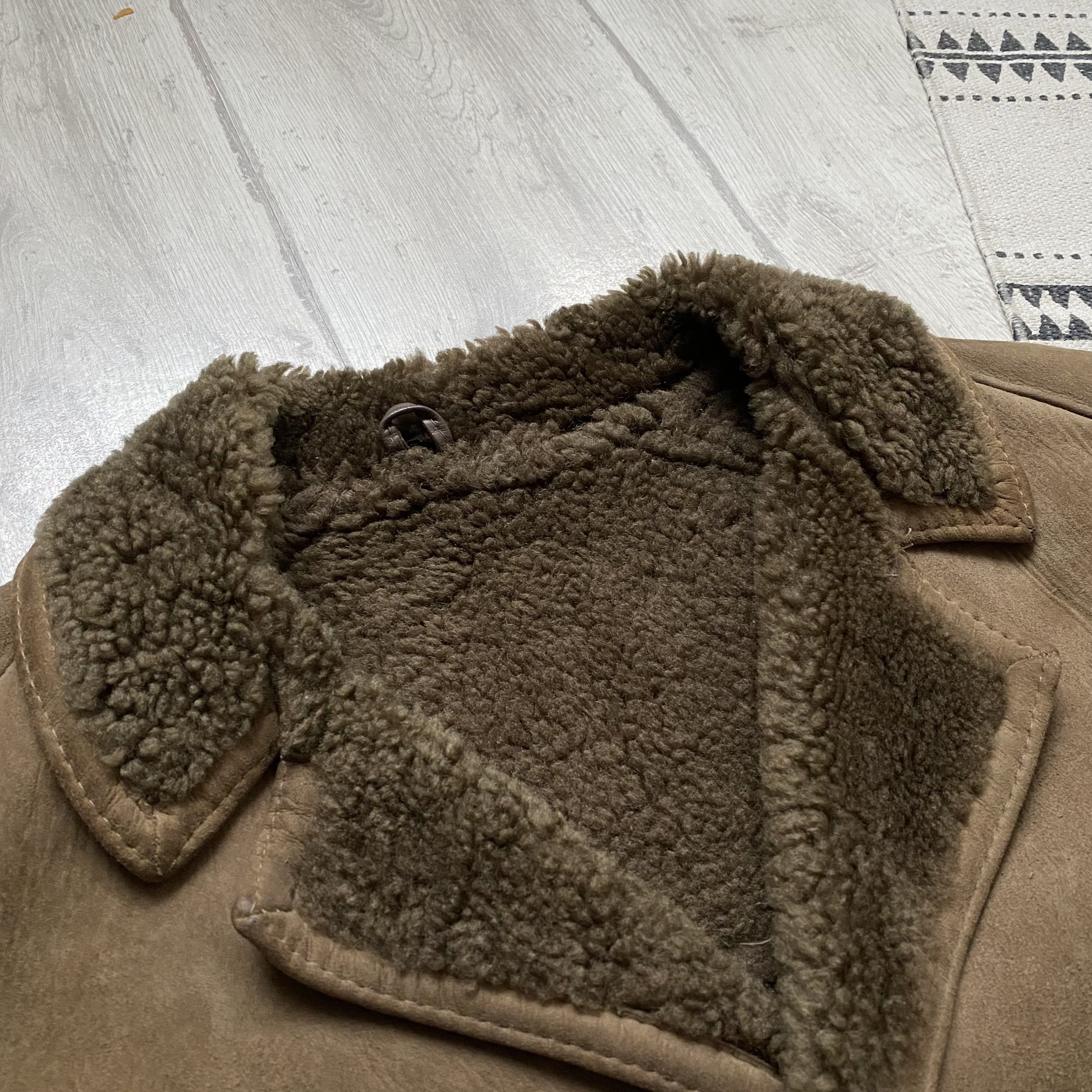 Genuine Leather Vintage 90s Real Suede Sheepskin heavy coat jacket Size US XL / EU 56 / 4 - 4 Thumbnail
