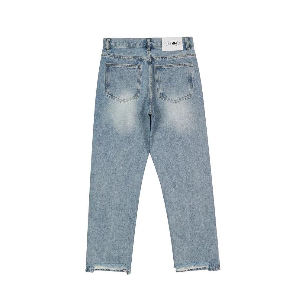 Japanese Brand × Jean Solid color washed distressed men's loose jeans Size US 32 / EU 48 - 2 Thumbnail